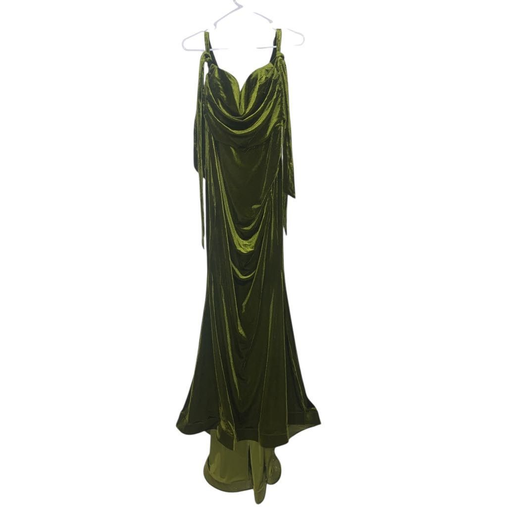 Other Faeriesty Green Long Formal Gown Dress Velvet Sleeveless 1X Size XL / US 12-14 / IT 48-50 - 3 Thumbnail