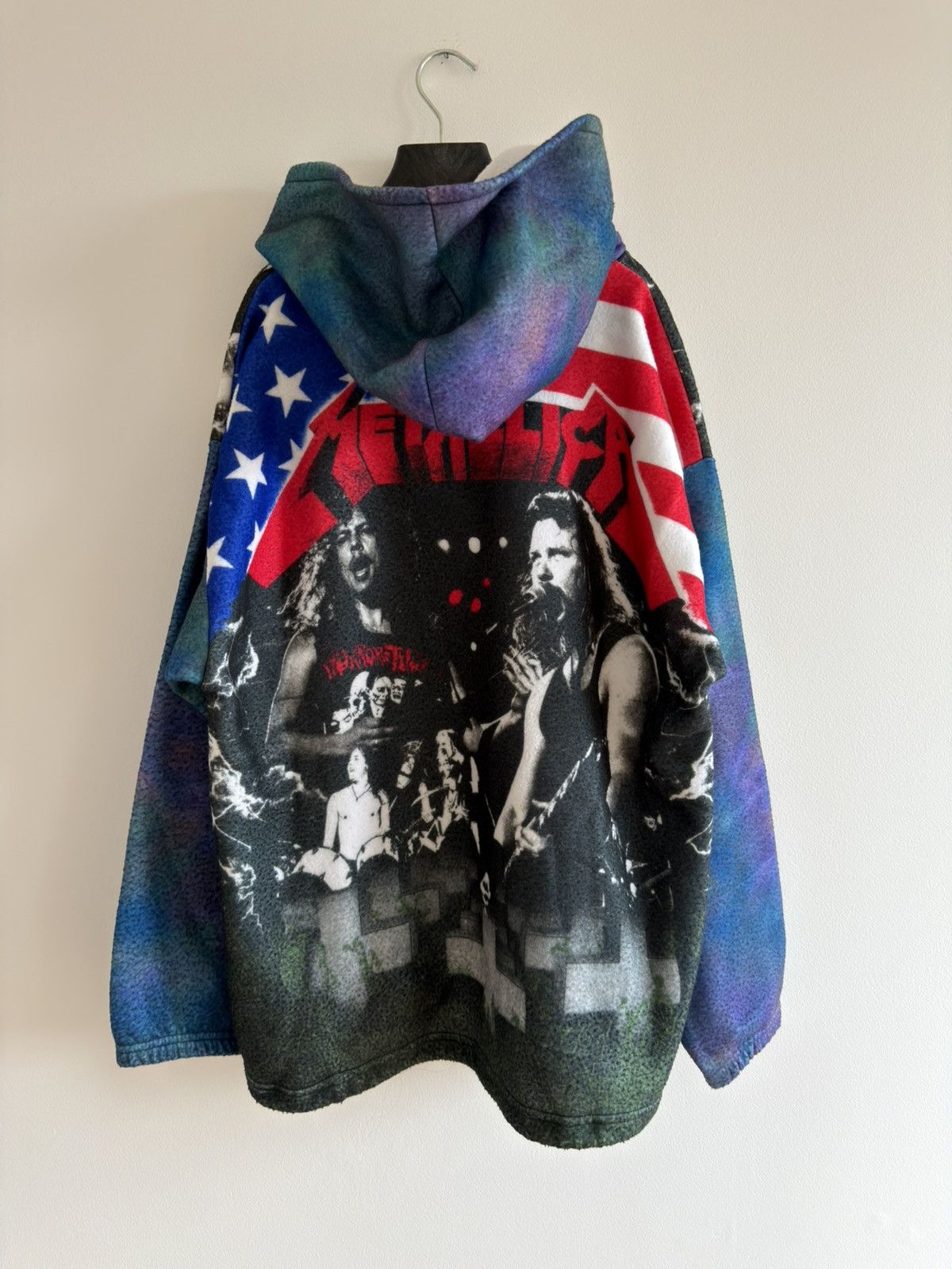 Metallica *RARE* POLAR FLEECE HOODIE METALLICA USA FLAG 1993 90s ROAM Size US XL / EU 56 / 4 - 2 Thumbnail