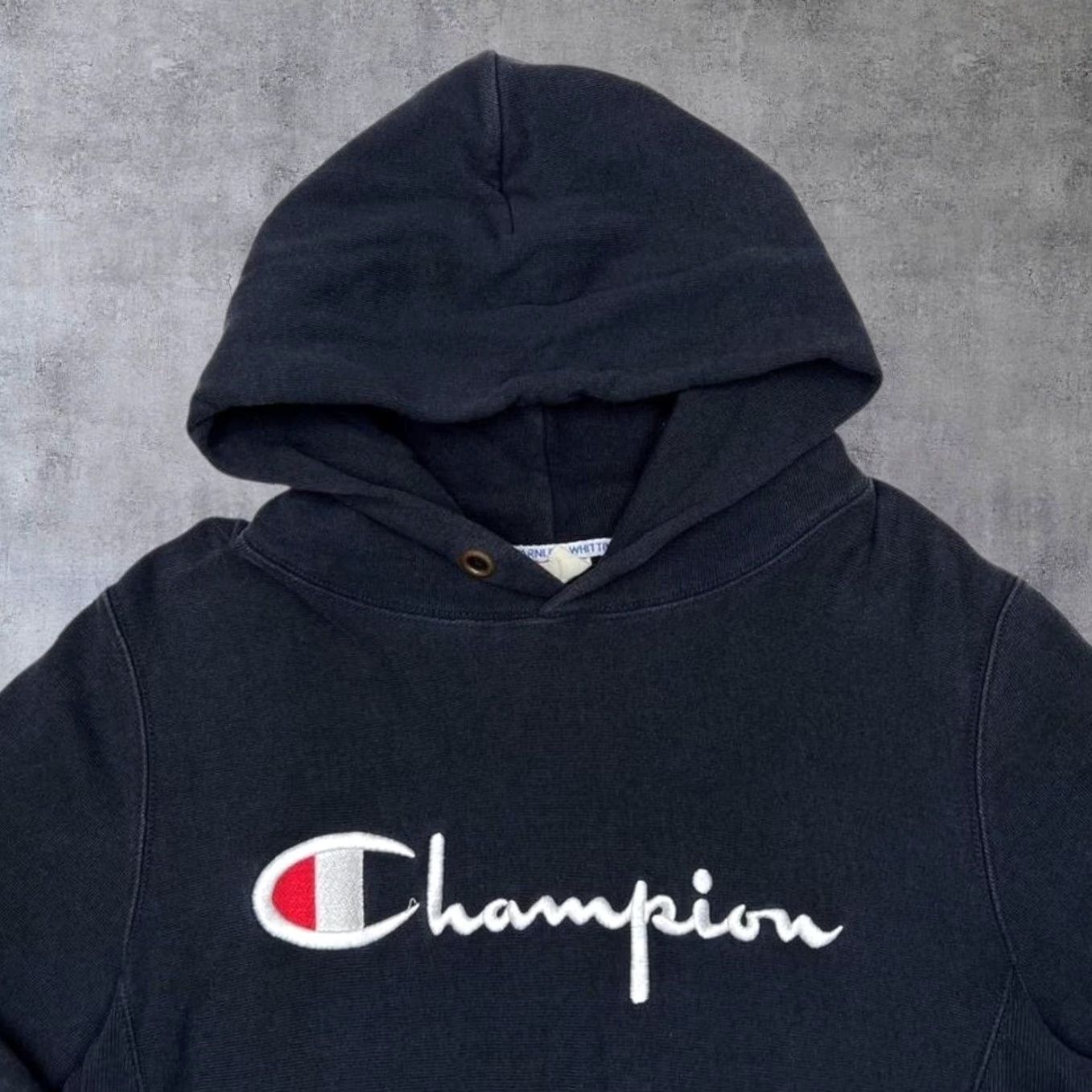 Champion Vintage Champion Reverse Weave Classic Embroidered Spellout Hoodie Mens XS Navy Size US XS / EU 42 / 0 - 3 Thumbnail