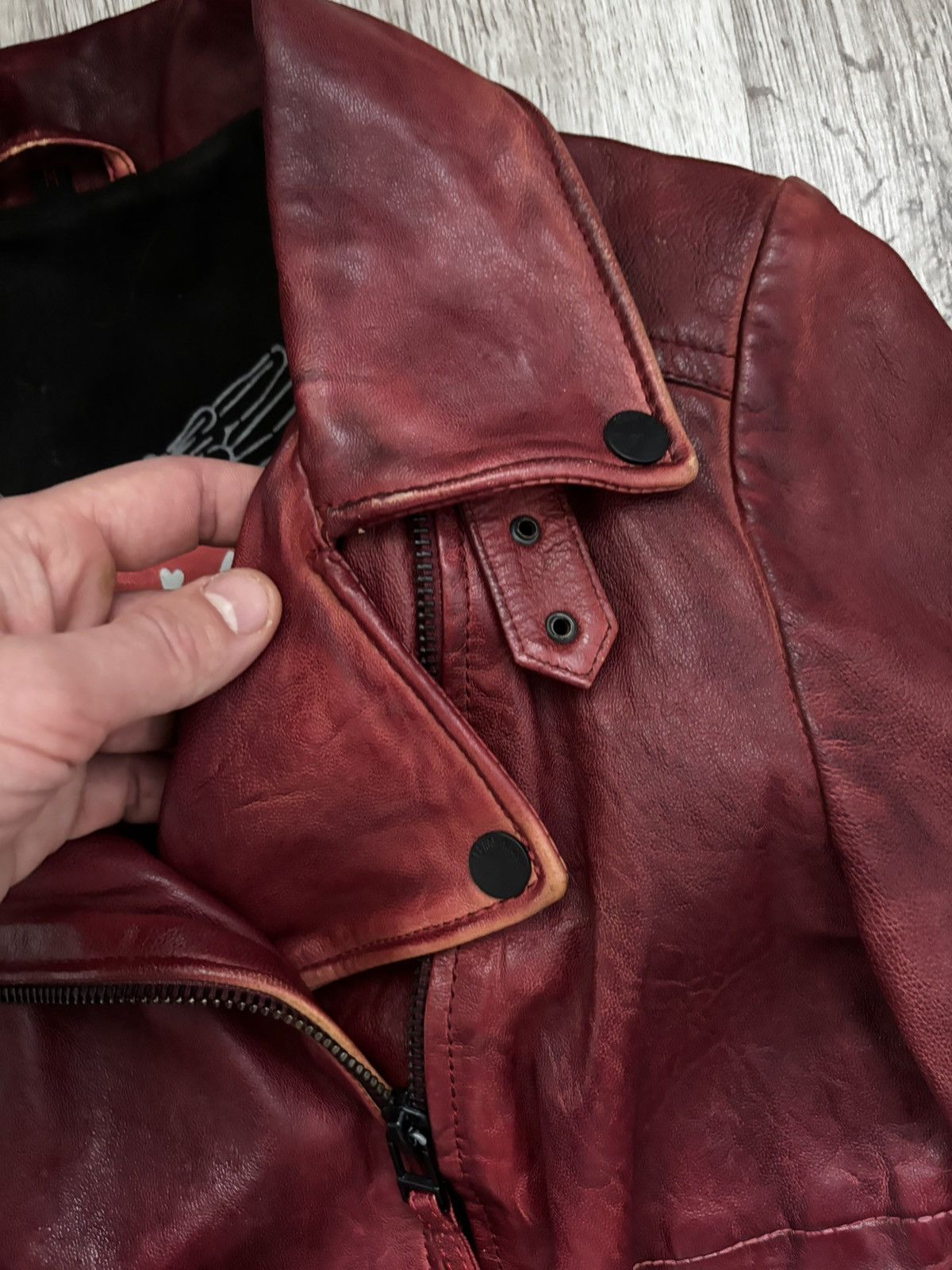 Other Freaky Nation Red Distressed Star Leather Biker Jacket Size M / US 6-8 / IT 42-44 - 13 Thumbnail