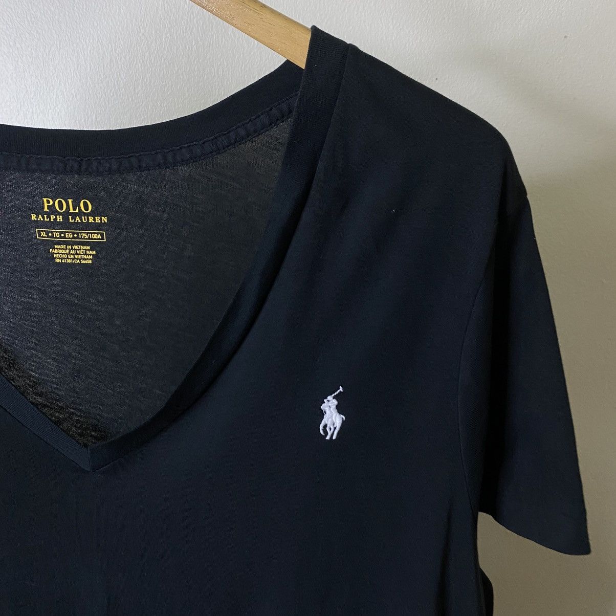 Polo Ralph Lauren Polo RL Black V Neck Women T Shirt Size XL / US 12-14 / IT 48-50 - 2 Thumbnail