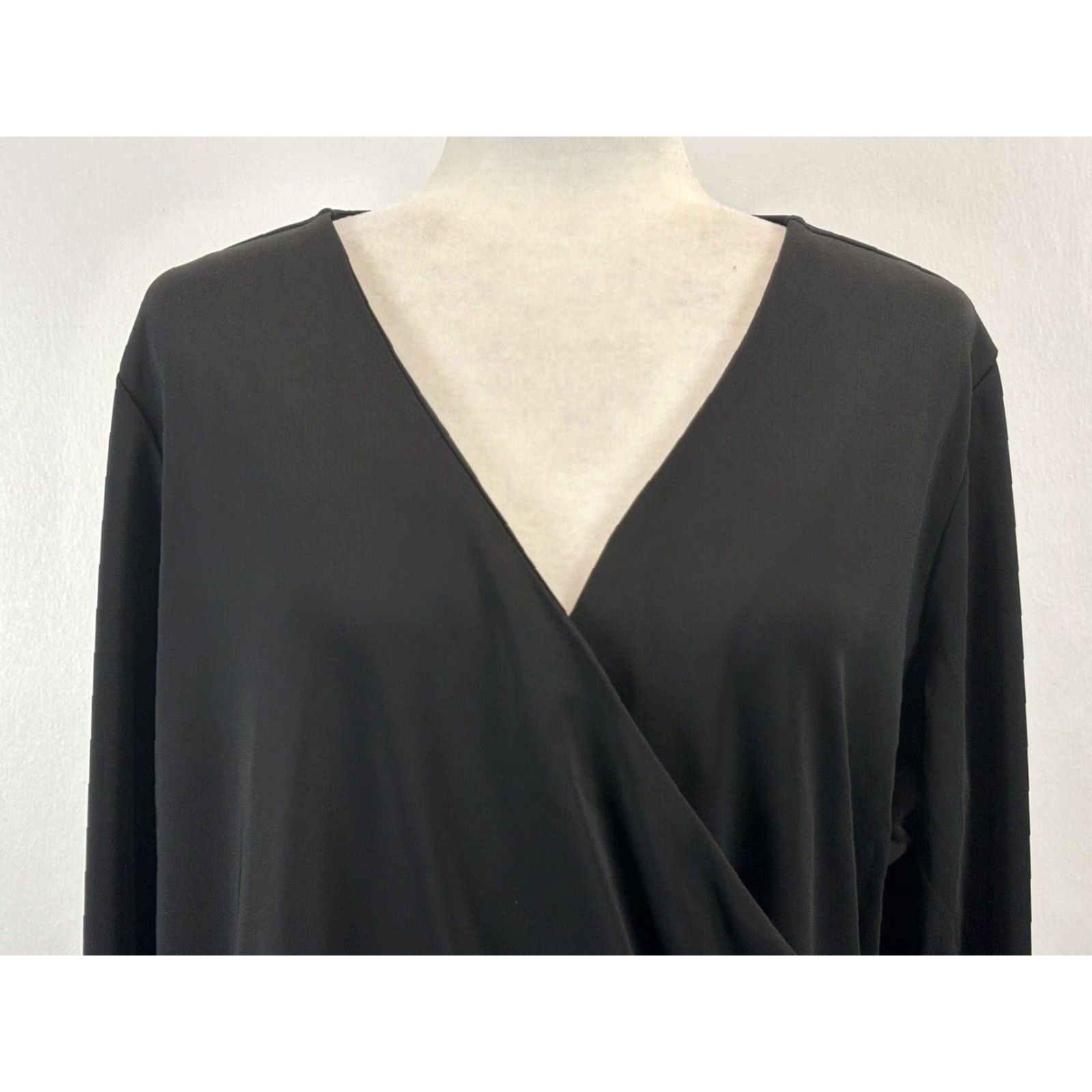 Talbots Talbots NEW! Black Faux Wrap Top Shirt 2XP Plus Petites Long Sleeve V-Neck Pants? Size XXL / US 16-18 / IT 52-54 - 5 Thumbnail