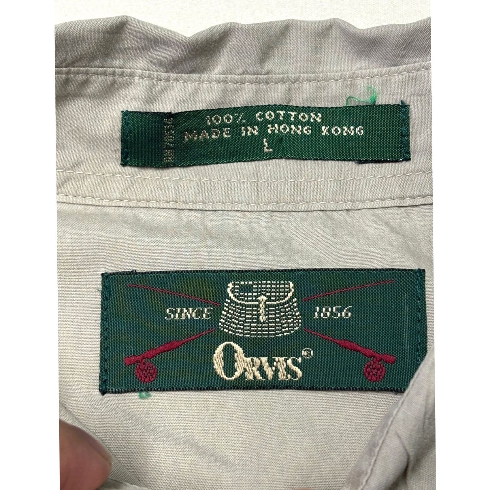 Orvis VINTAGE Orvis Mens Khaki Cotton Long Sleeve Fishing Shirt Vented Shoulder L Size US L / EU 52-54 / 3 - 4 Thumbnail