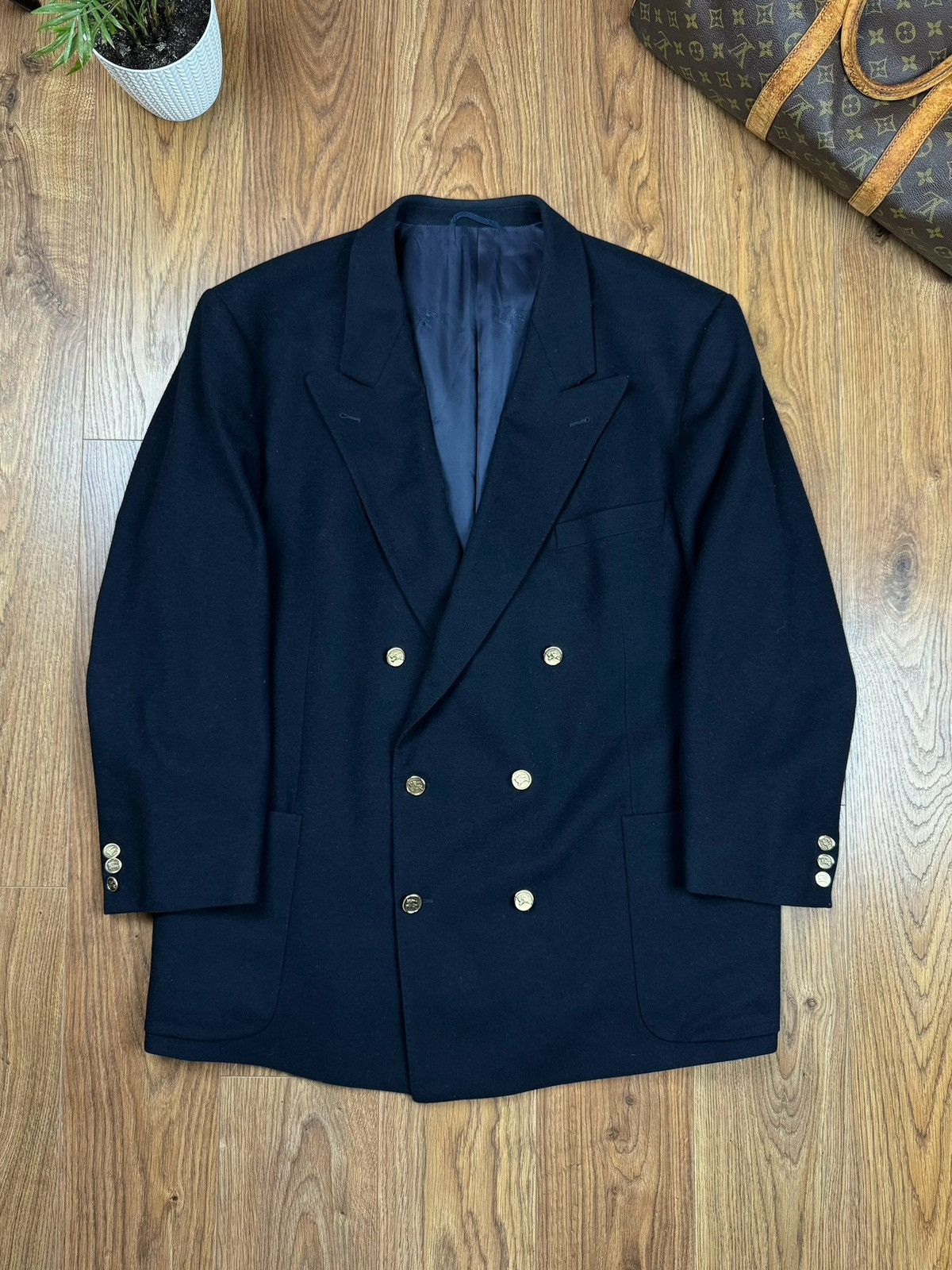 Burberry Vintage wool navy blazer Burberry original luxury item Size 54L - 1 Thumbnail