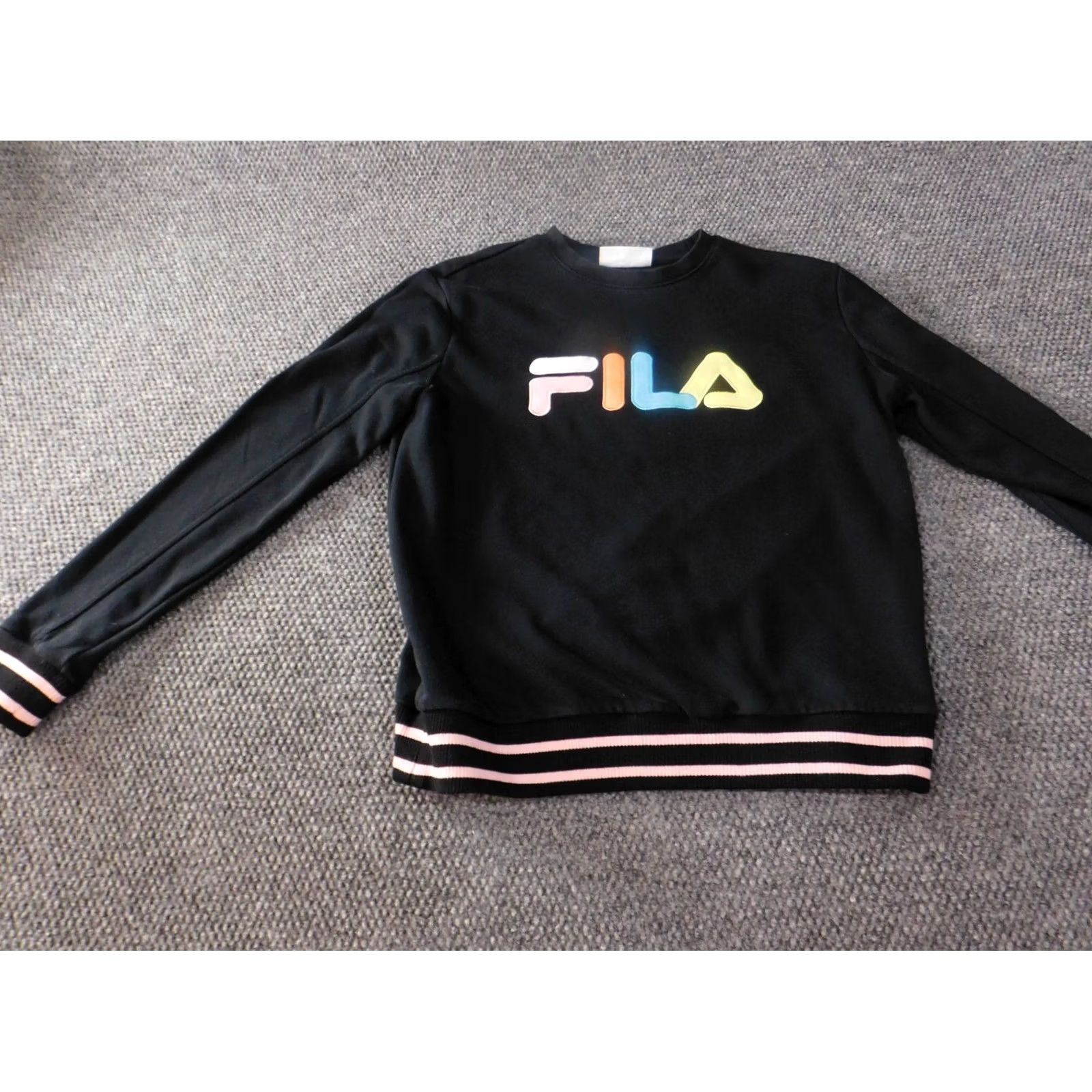 Fila FILA Womens Sweatshirt L Black Crewneck Graphic Pullover Cotton Polyester Knit Logo Classic Regular Sweatshirt Women Size L / US 10 / IT 46 - 3 Thumbnail