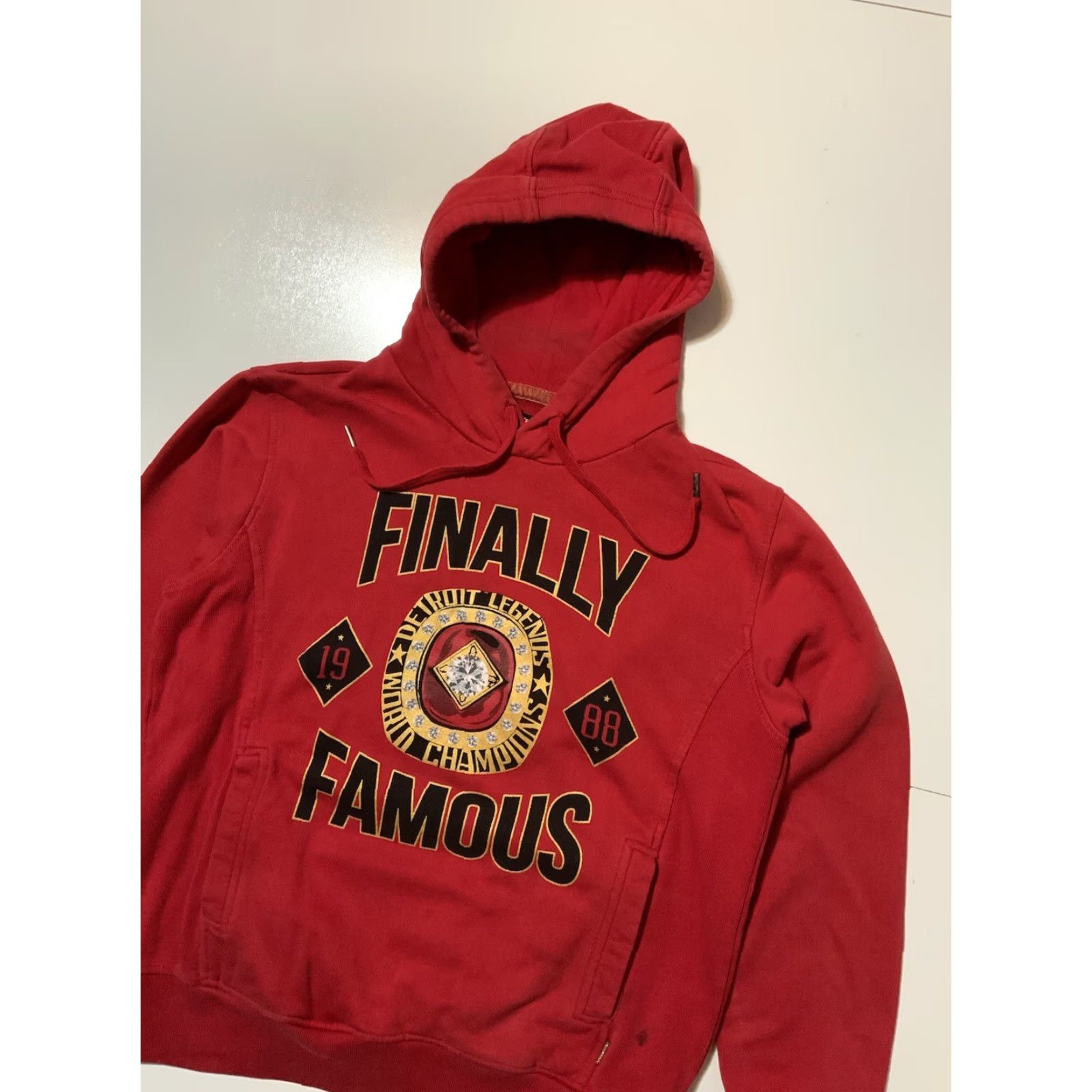 Ecko Unltd. VINTAGE Finally Famous Oro Gold Big Sean Ecko Unltd Detroit Legends Ring Pullover Hoodie Shirt Mens Small Red Size US S / EU 44-46 / 1 - 3 Thumbnail