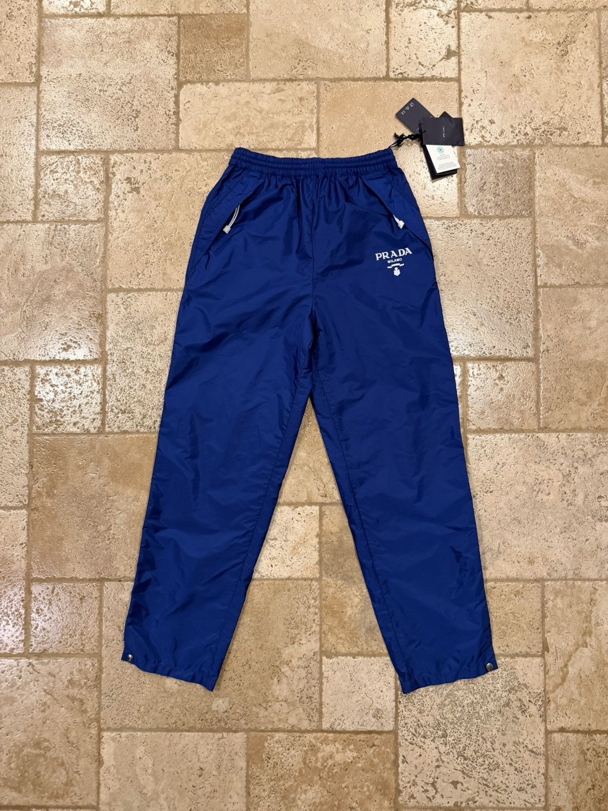 Prada Prada Re-Nylon Logo-Print Blue Snap Bottom Track Pants Size 27" / US 4 / IT 40 - 1 Thumbnail