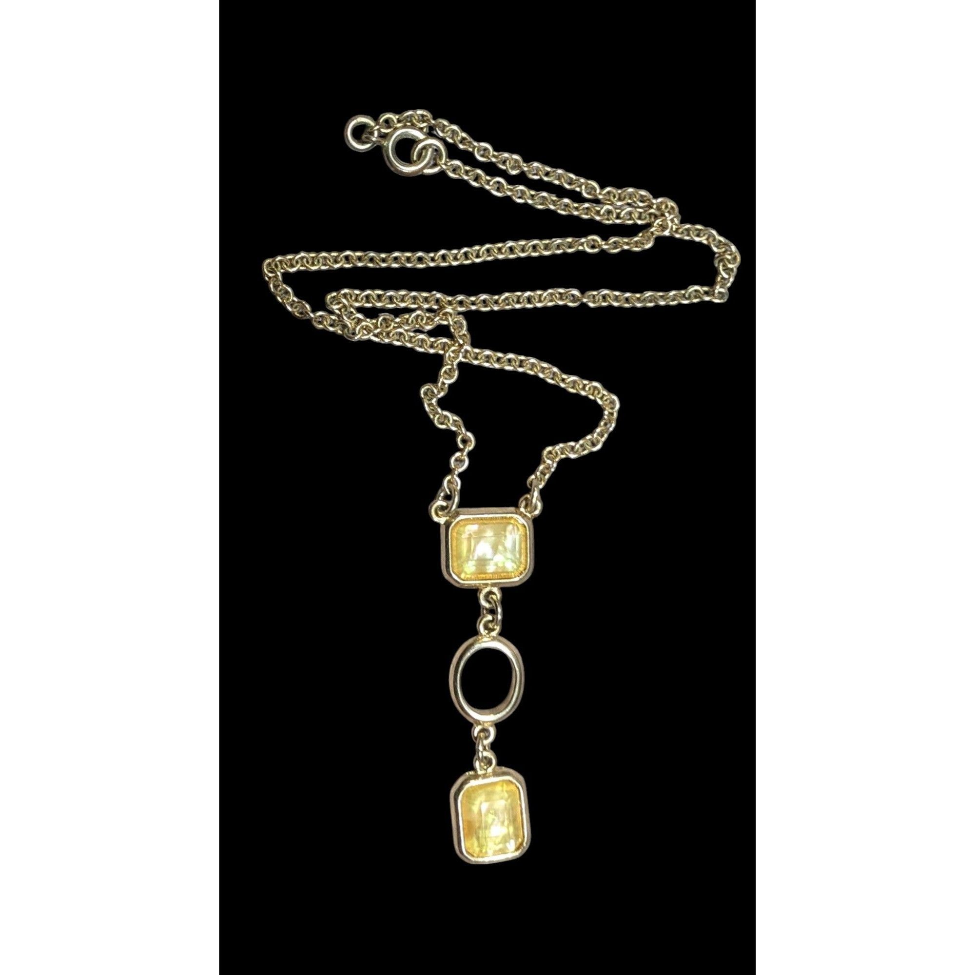 Other Elegant Glam Yellow Gemmed Gold Tone Y Drop Necklace Size ONE SIZE - 1 Thumbnail
