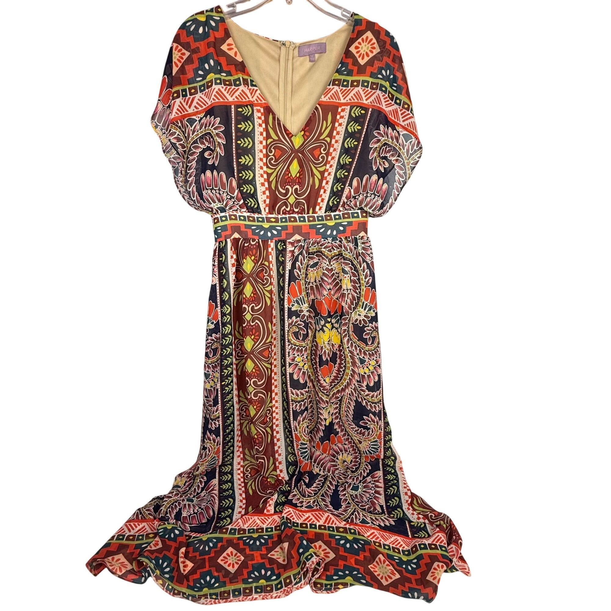 Other Harper Women's Multicolor Boho Paisley Flowy Party Maxi Dres Size S / US 4 / IT 40 - 1 Thumbnail