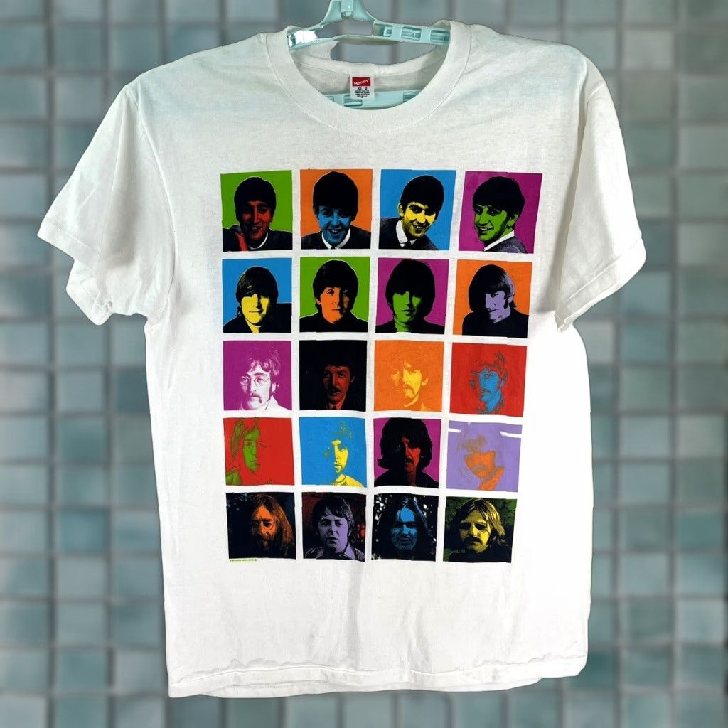 VINTAGE 1989 Beatles Graphic Tee XL White Short Sleeve Hanes USA Made Mens