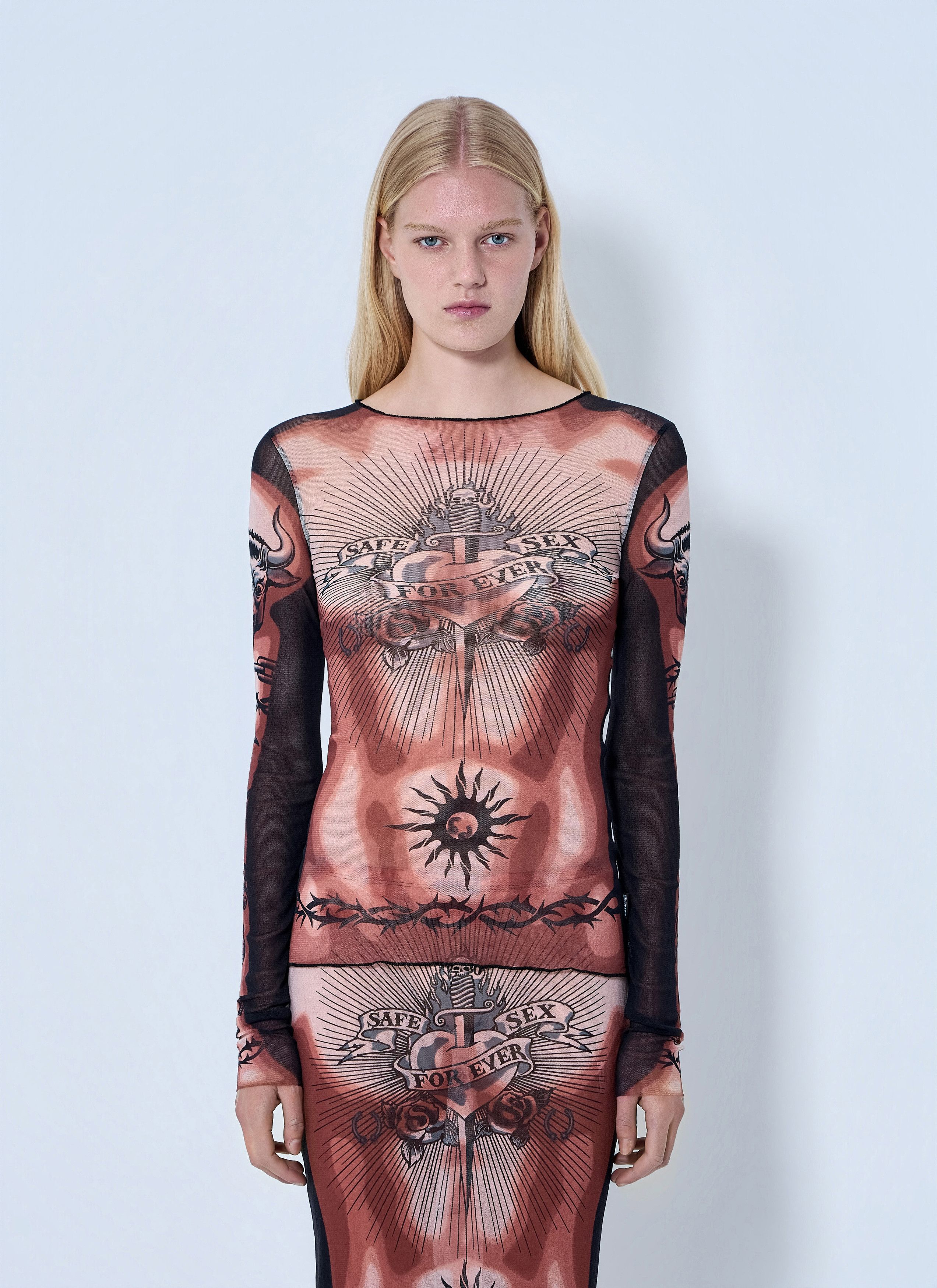 Jean Paul Gaultier Re-Edition Safe Sex Tattoo Longsleeve Top Size M / US 6-8 / IT 42-44 - 1 Thumbnail