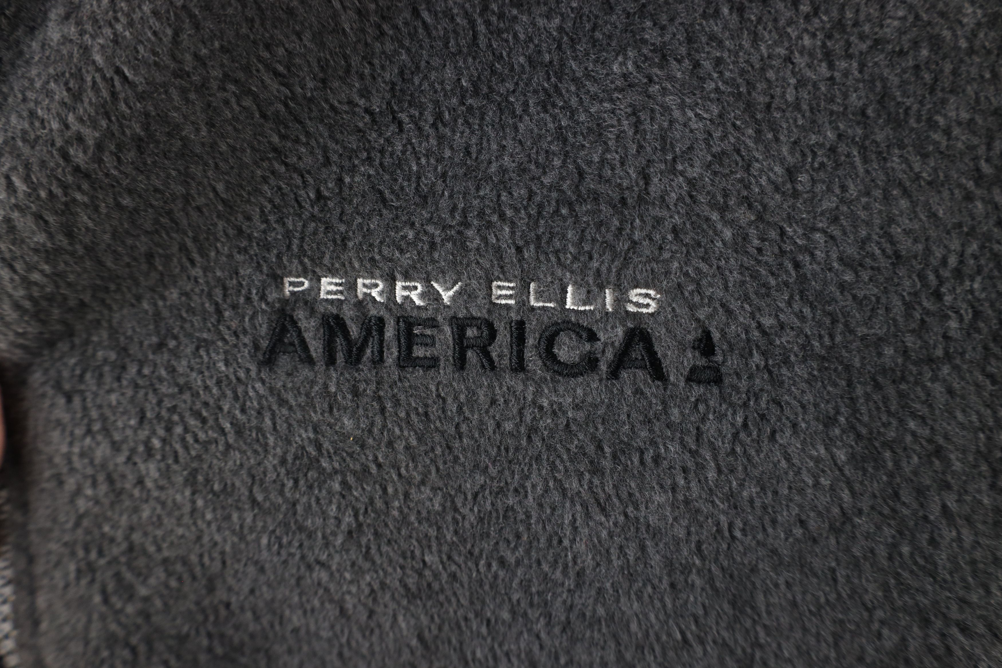 Vintage Vintage 90s Perry Ellis Full Zip Fleece Vest Jacket Gray Size US XL / EU 56 / 4 - 4 Thumbnail