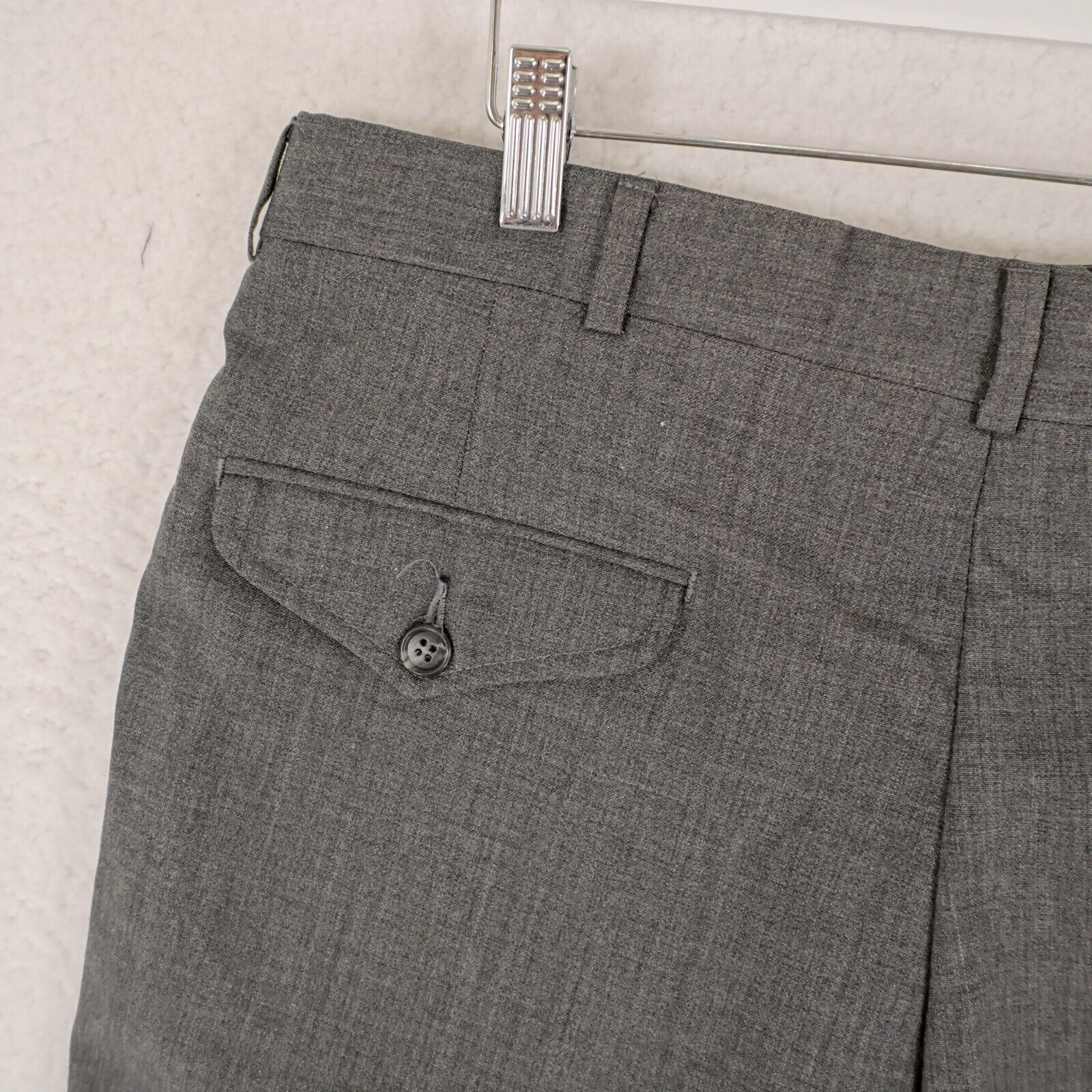 John Weitz John Weitz By Glen Oaks Wool Dress Pants 34/29 Gray High Ris Size 34R - 3 Thumbnail