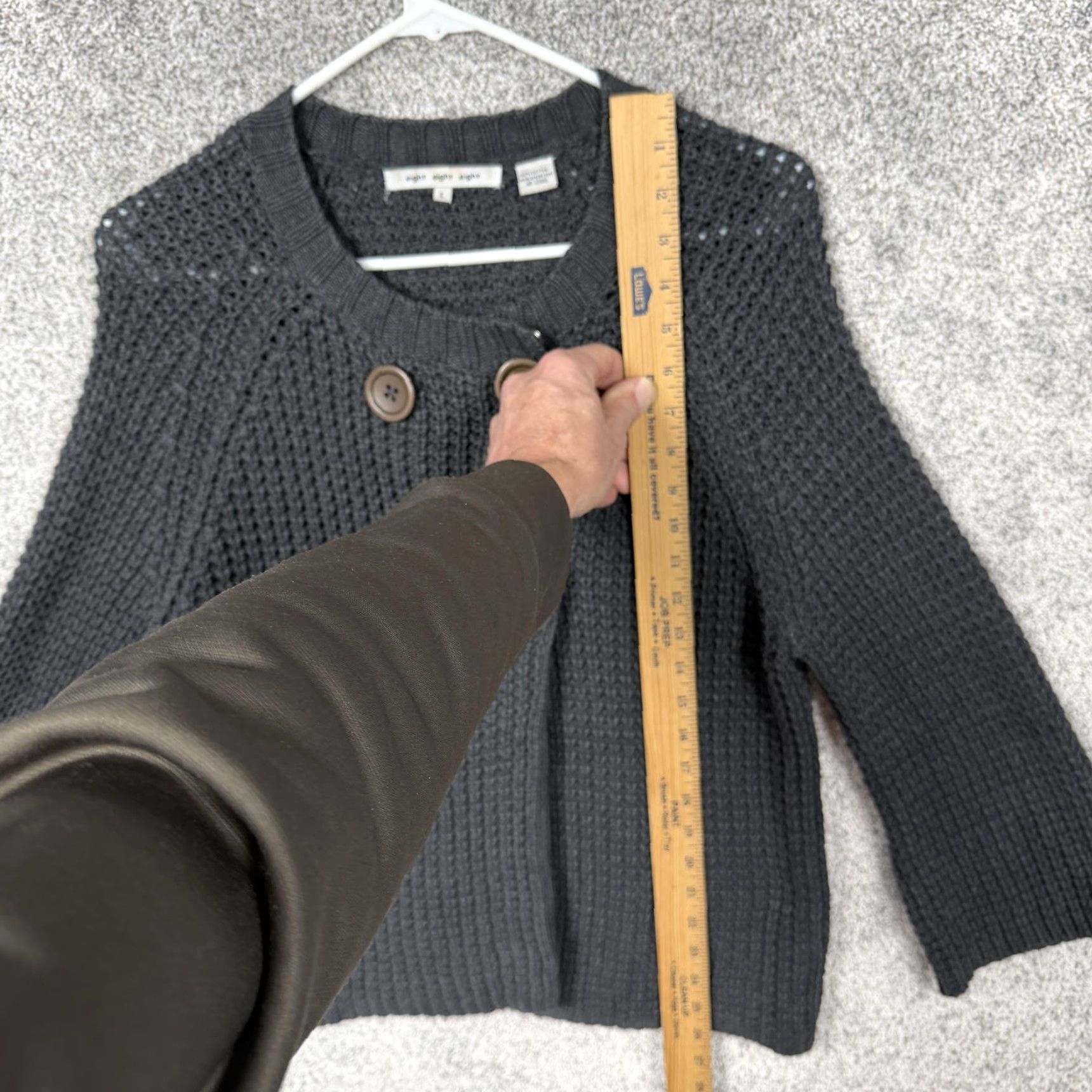 Vintage Eight Eight Eight Cardigan Jacket Womens L Gray Waffle Knit Boho Whimsigoth Casual, Travel Knit Sweater Size L / US 10 / IT 46 - 2 Thumbnail