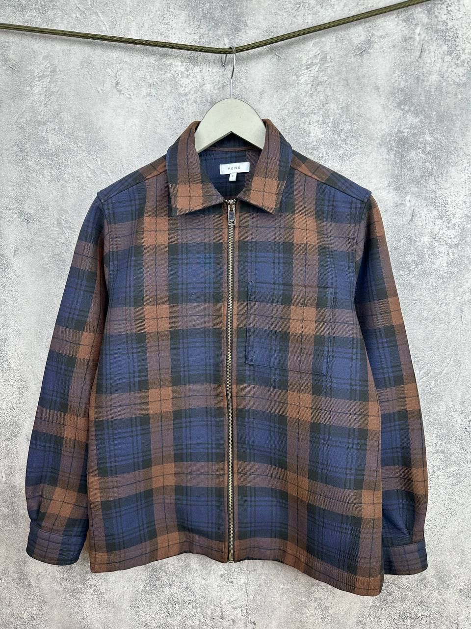 Reiss REISS Etzio Zip-Up Through Checked Overshirt Jacket Wool Size US S / EU 44-46 / 1 - 1 Thumbnail