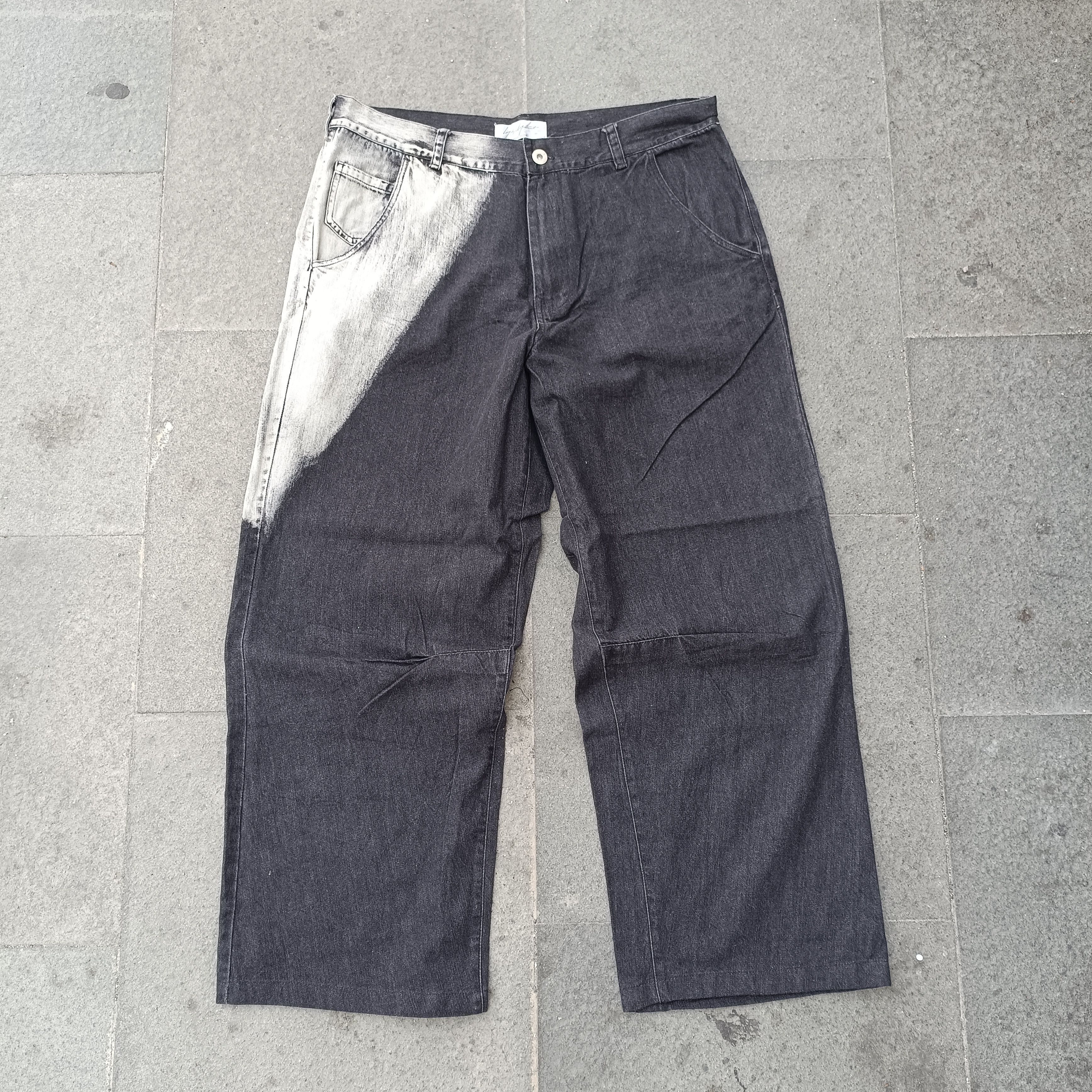 Yohji Yamamoto Yohji Yamamoto Pour Homme Black Wash Spotted Wide Leg Denim Size US 34 / EU 50 - 1 Thumbnail