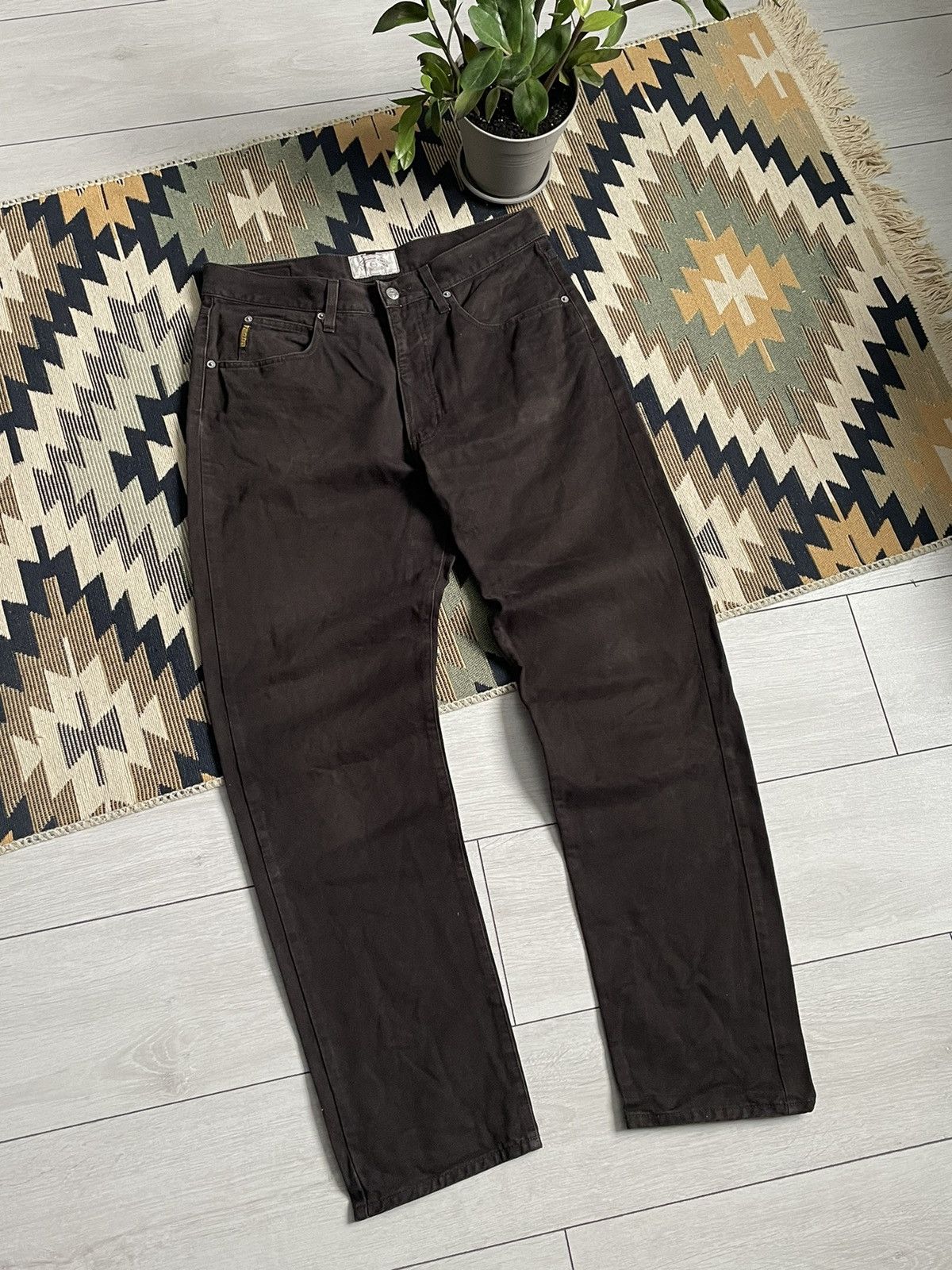 Armani Vintage Armani Metal Logo Brown Denim Pants Size US 36 / EU 52 - 8 Thumbnail