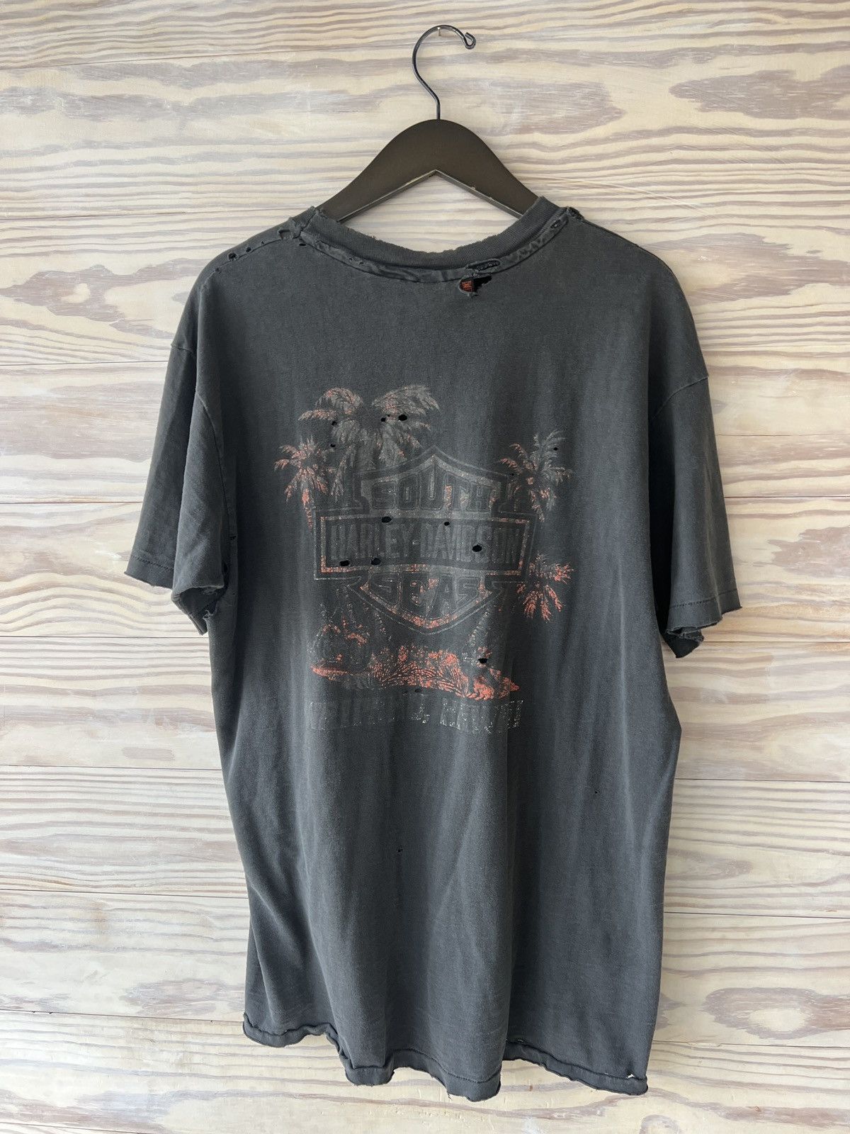 image of Vintage Thrashed Harley T-Shirt Circa 1990S in Grey, Men's (Size XL)