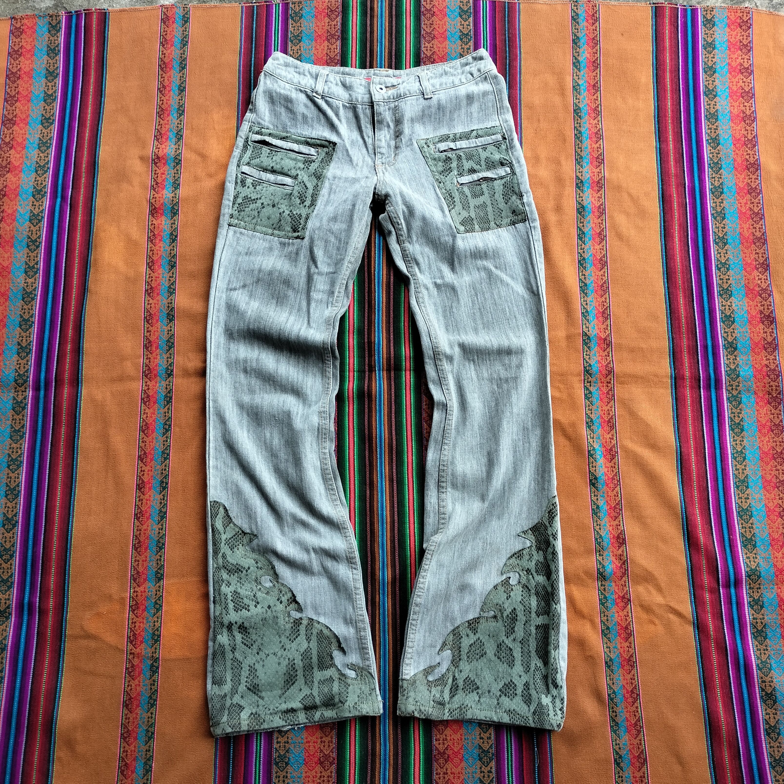 Tornado Mart Tornado Mart 3D Python Pattern Flared Jeans | Grailed