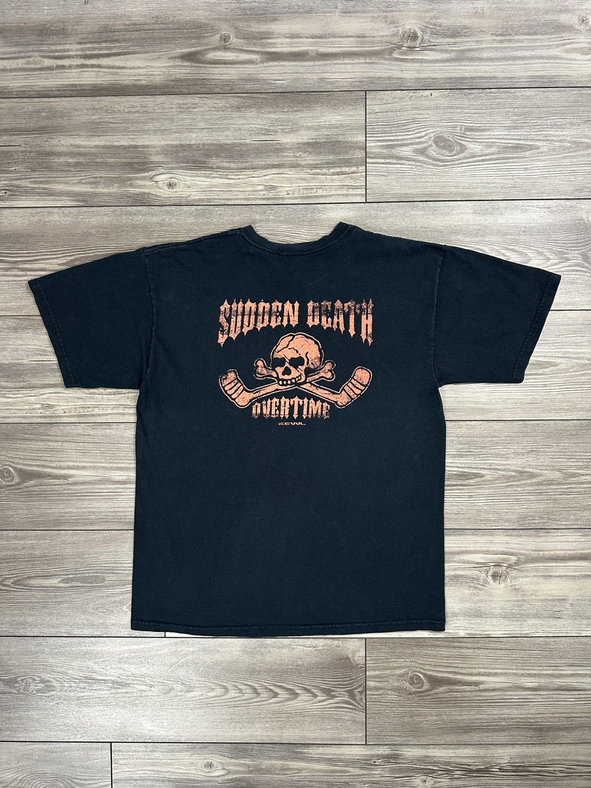 Vintage Vintage Y2K Kewl Sudden Death Overtime Skull Hockey T Shirt Size US L / EU 52-54 / 3 - 2 Thumbnail