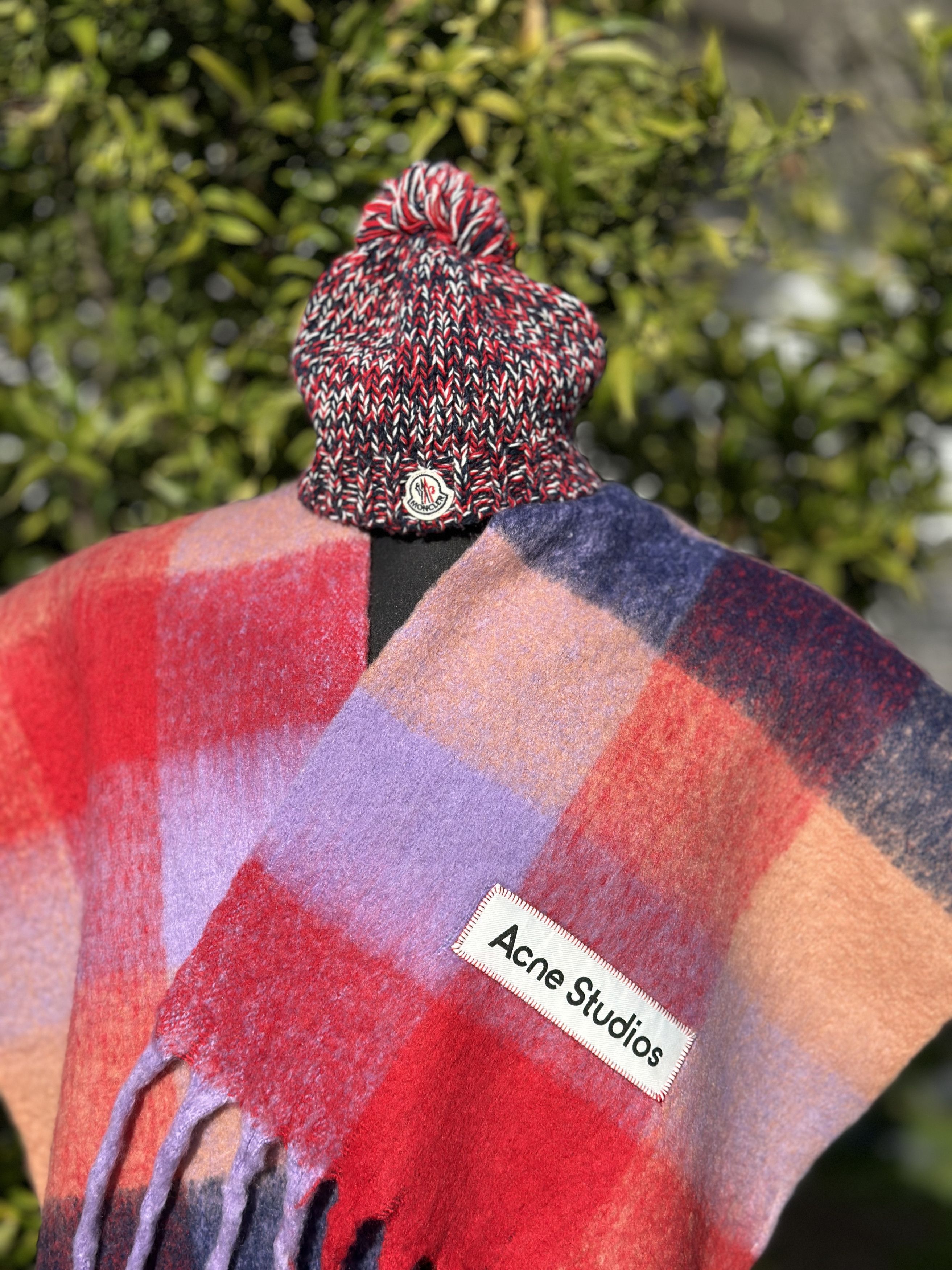 Acne Studios Acne Studios Multicolor Checked Wool Mohair Blend Scarf Red Size ONE SIZE - 7 Thumbnail