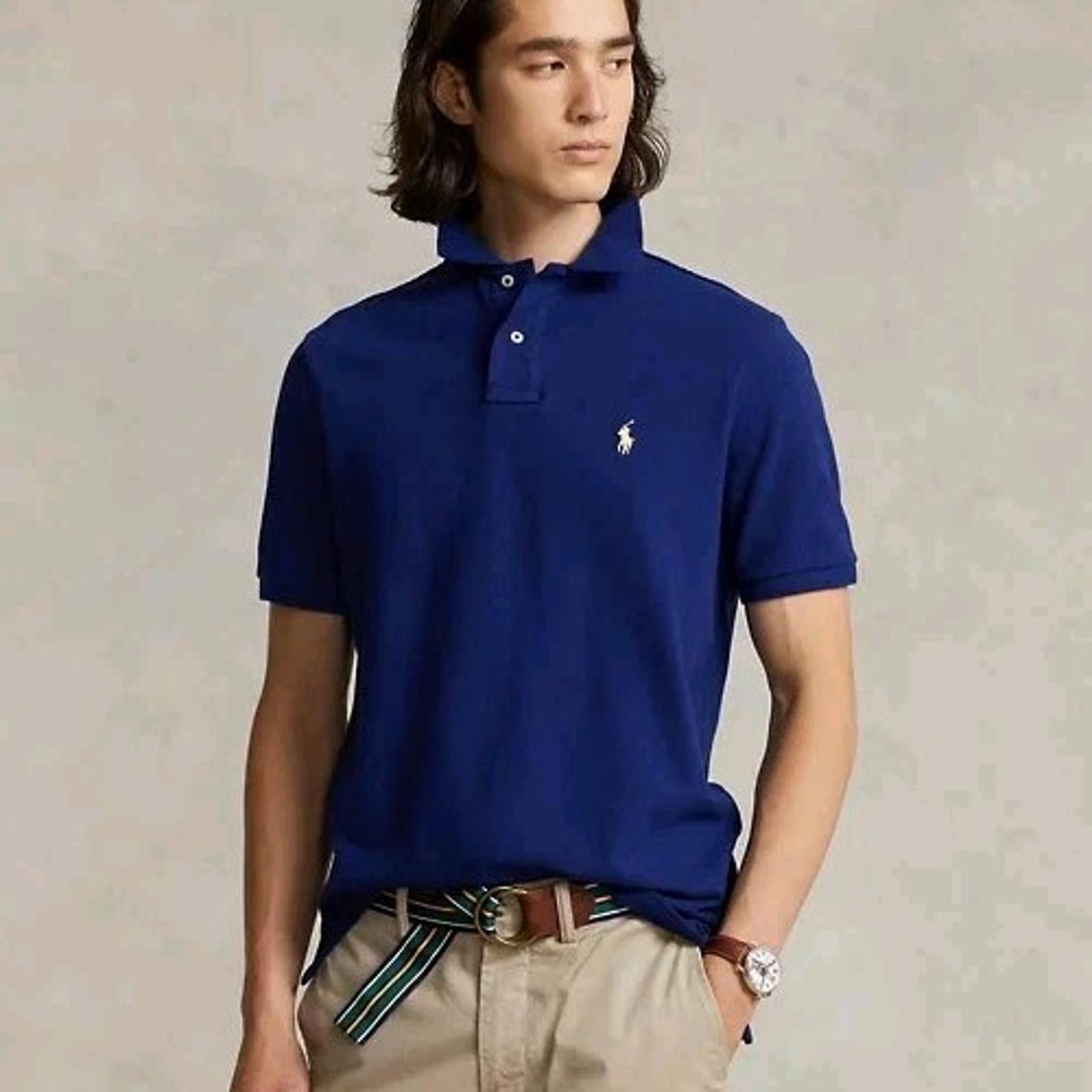 Polo Ralph Lauren Polo Ralph Lauren Custom Fit Polo Shirt Royal Blue Size L Size US L / EU 52-54 / 3 - 1 Thumbnail