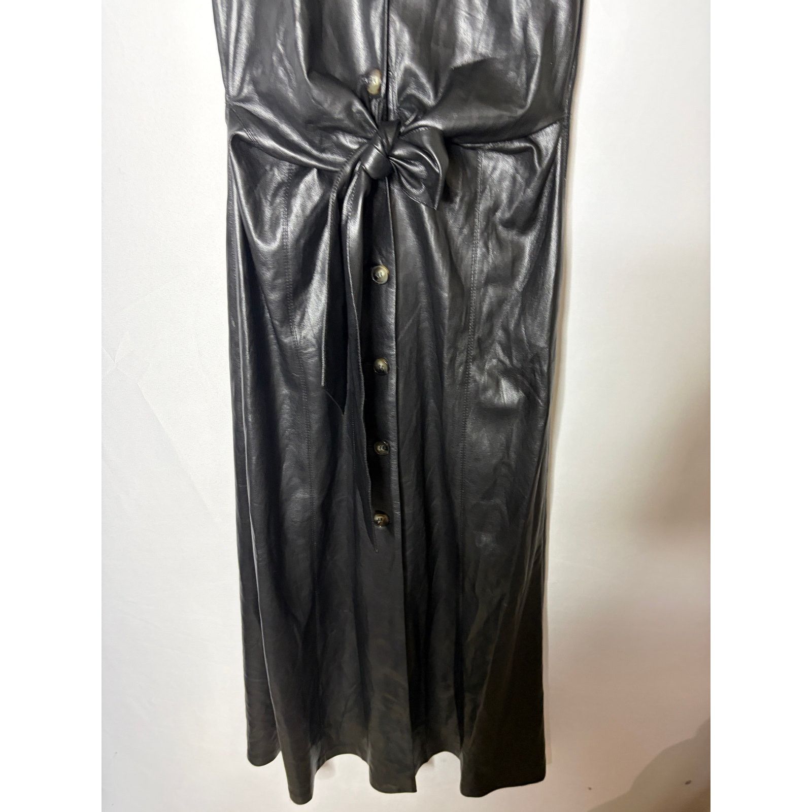 Nanushka Nanushka The Sharma Black Faux leather tie front dress sz XS Size XS / US 0-2 / IT 36-38 - 5 Thumbnail