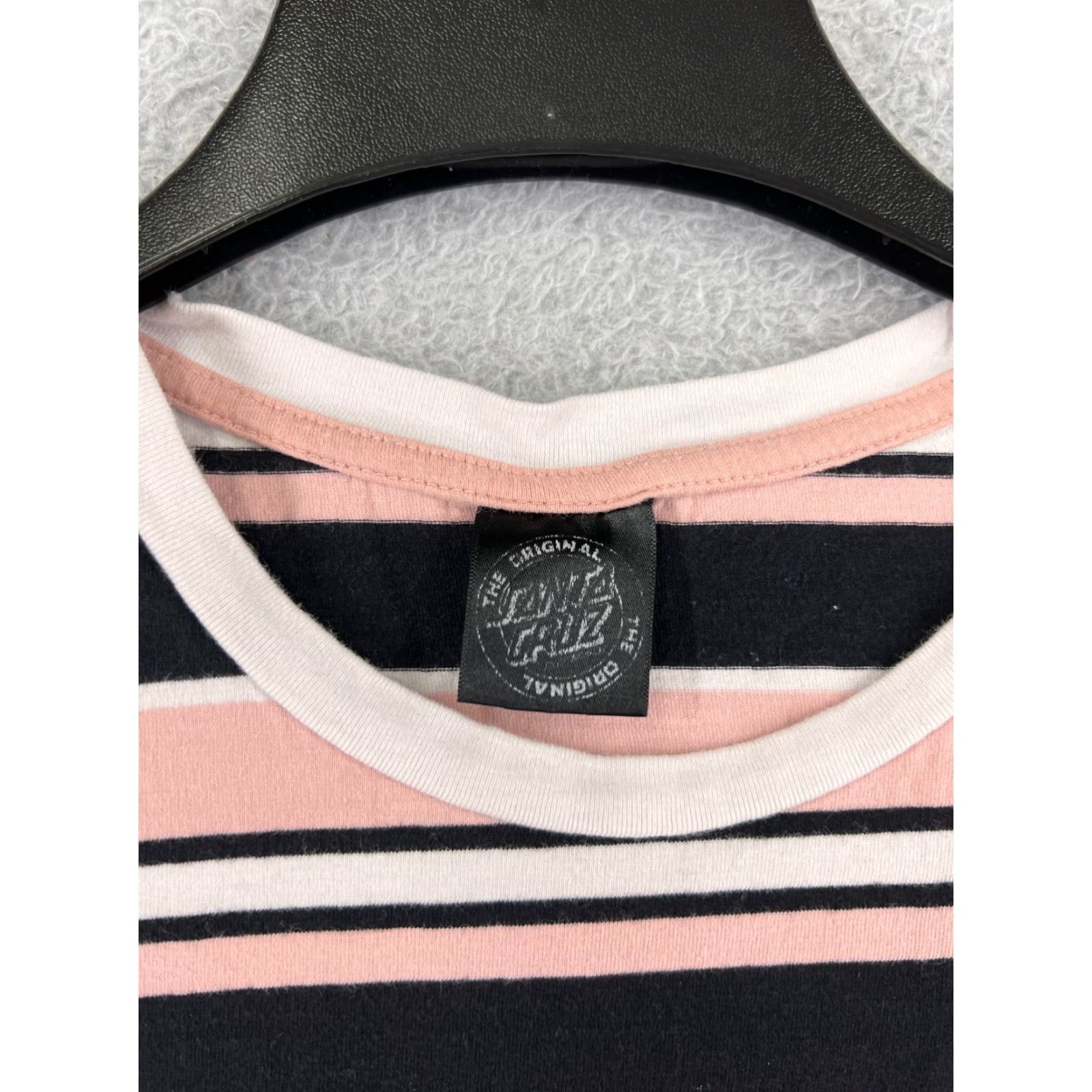 Vintage Santa Cruz Shirt Womens Small Pink Stripe Crop Long Sleeve Logo Beach Skate Size S / US 4 / IT 40 - 4 Thumbnail