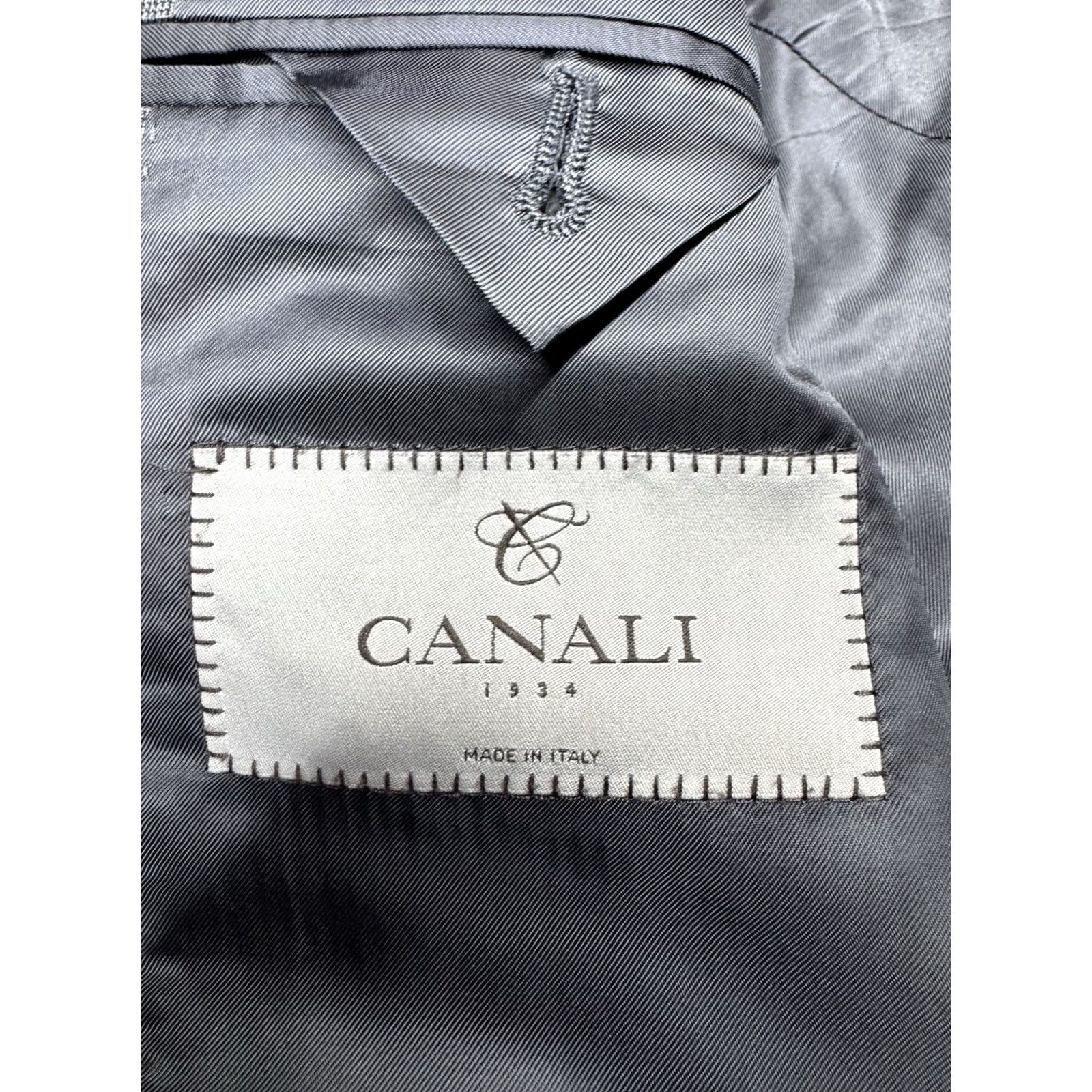 Canali Canali 1934 Men’s Blazer Plaid Wool Sport Coat Gray & Blue Italy 44R Size 44R - 2 Thumbnail