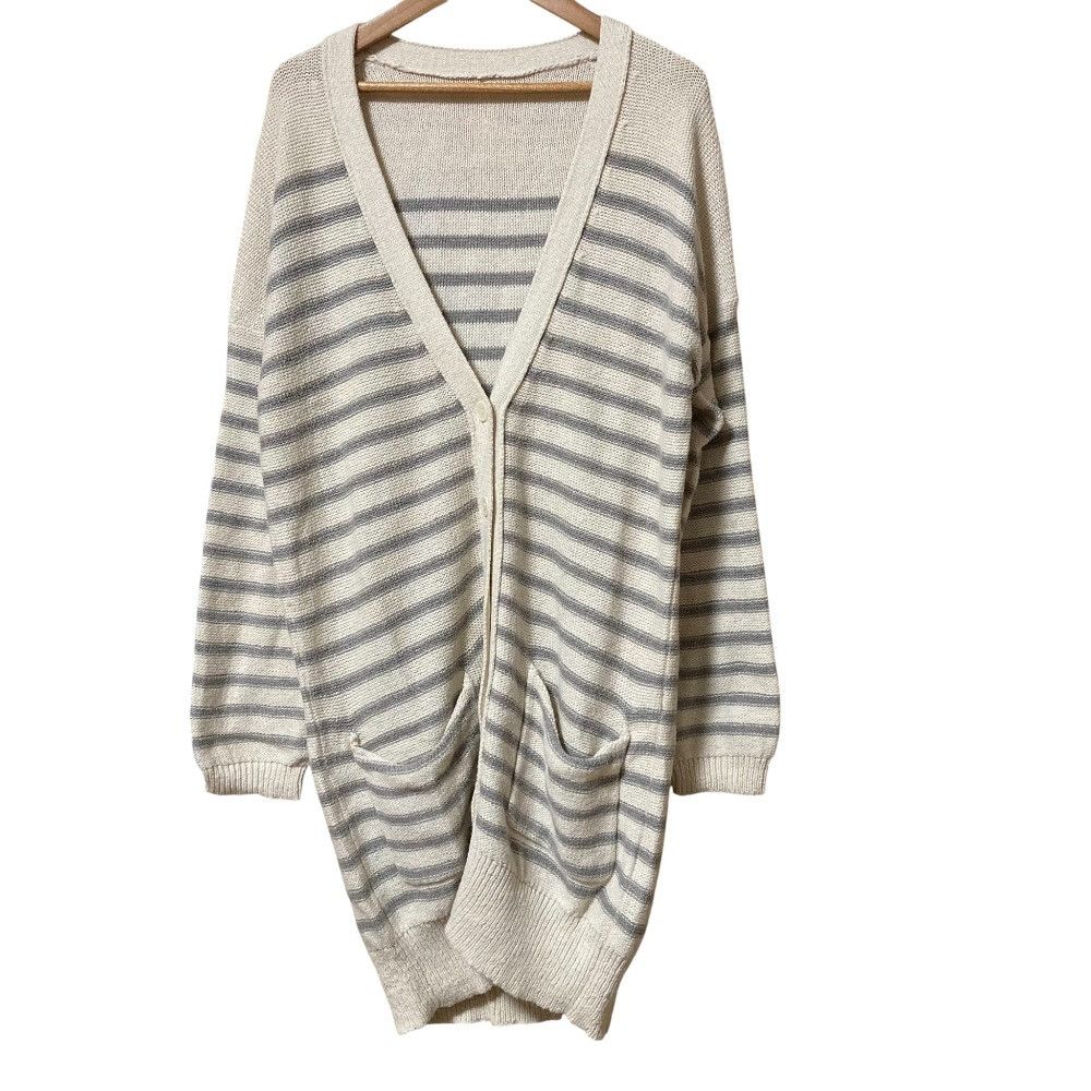 Other PLAIN PEOPLE Border V Neck Long Knit Cardigan Textile Tops DUTY FREE for USA