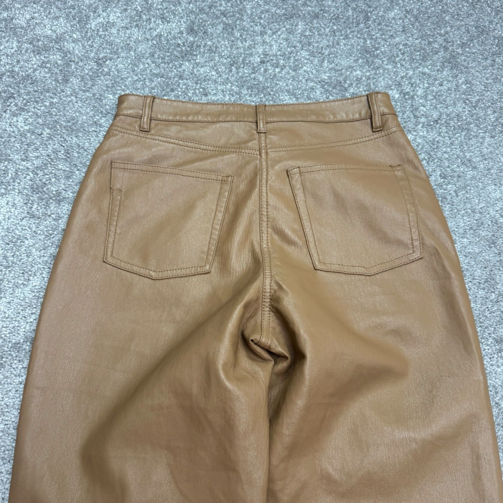 Vintage Wilfred Melina Faux Leather Straight Leg Trouser Pants Womens 4 Brown Size 27" / US 4 / IT 40 - 5 Thumbnail