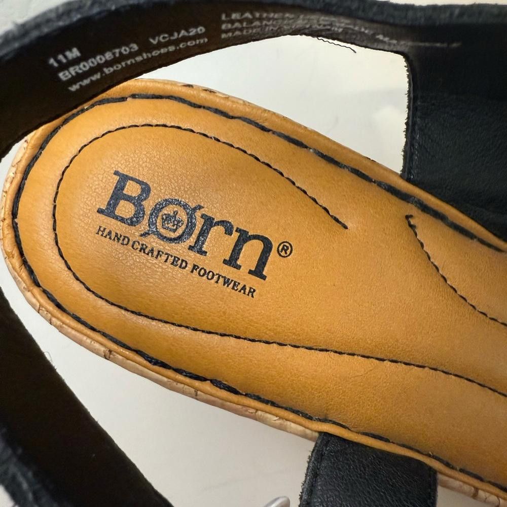 Born BORN Hyuro Cork Wedge Sandals Black Leather Size 11 Size US 11 / IT 41 - 8 Thumbnail