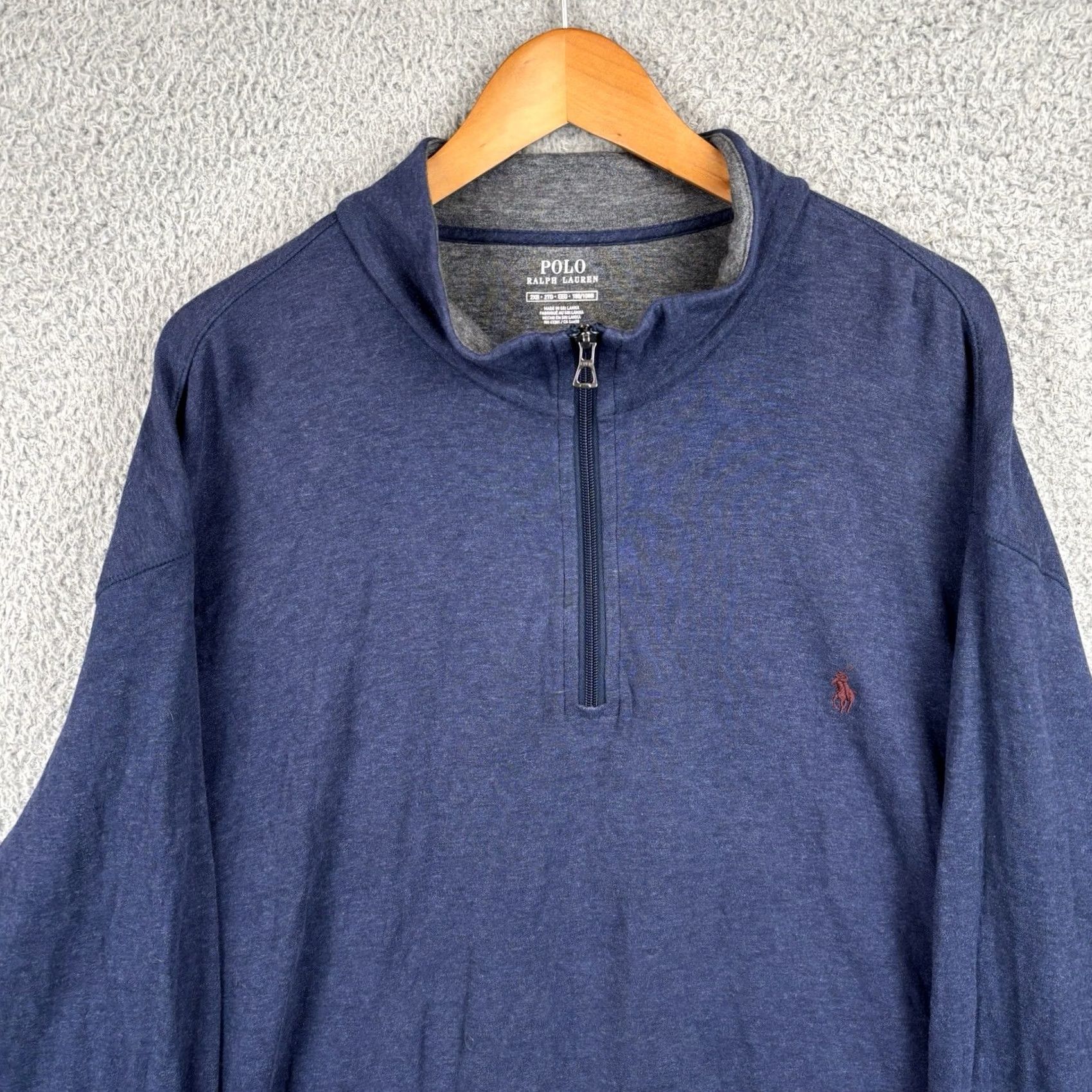 Polo Ralph Lauren Polo Ralph Lauren Sweater Mens Big 2X Navy 1/4 Zip Mock Neck Pullover Preppy Logo Size US XXL / EU 58 / 5 - 3 Thumbnail