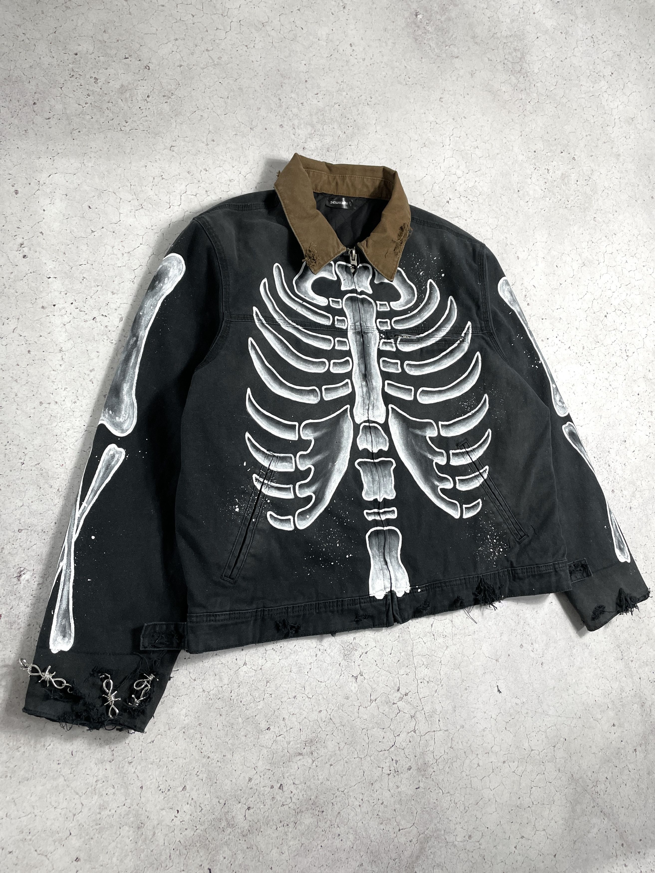 Other SKELETON 1OF1 HEAVY HAND PAINTED Y2K ROCK PUNK GOTHIC Size US XL / EU 56 / 4 - 3 Thumbnail