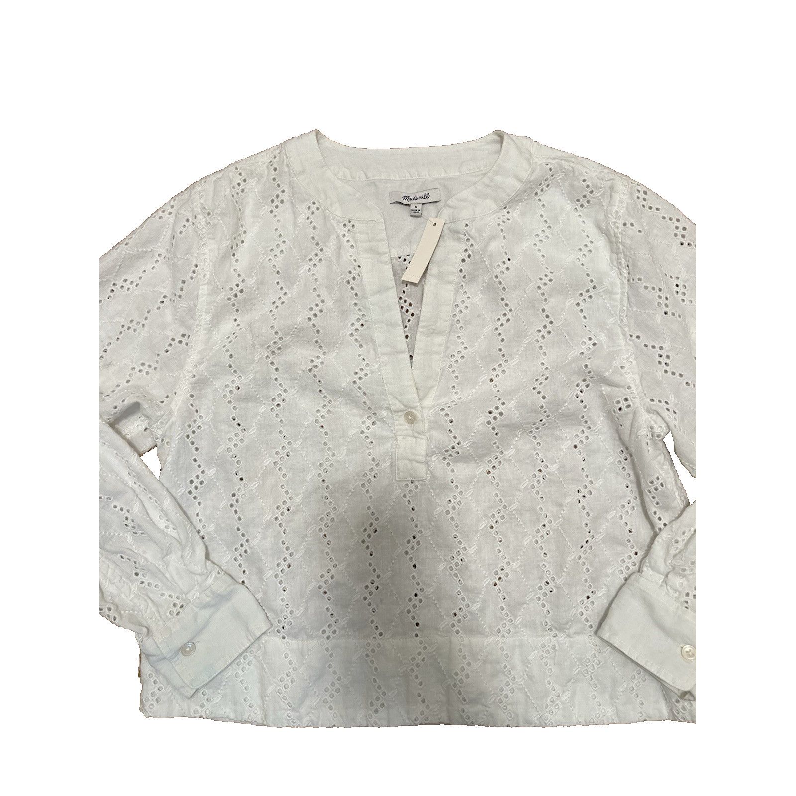 Madewell Madewell Long-Sleeve Top in shirt Soft White Small A003118 Size S / US 4 / IT 40 - 4 Thumbnail