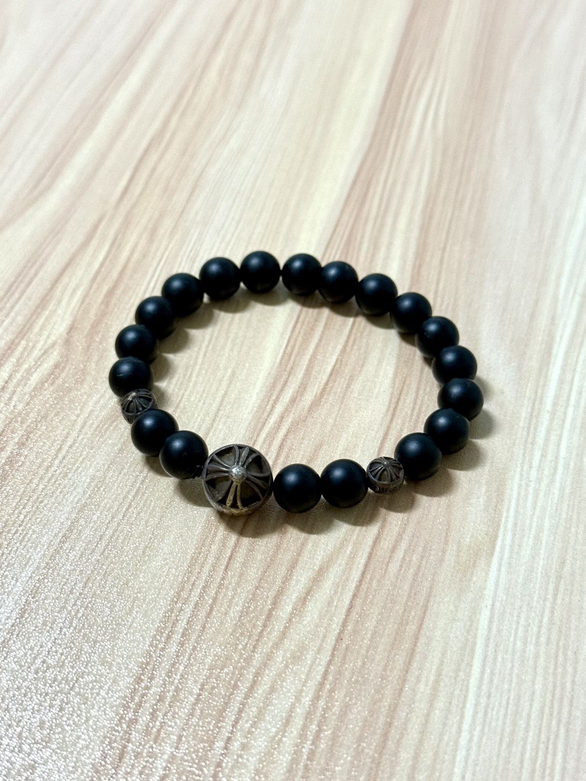 Chrome Hearts Chrome hearts onyx Three Silver bead bracelet Size ONE SIZE - 2 Thumbnail