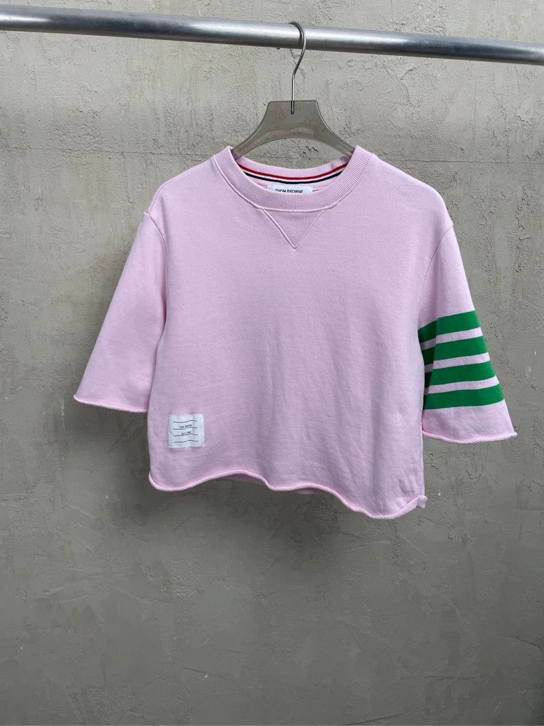 Thom Browne Thom browne Pink and green four-striped short short-sleeved Size XS / US 0-2 / IT 36-38 - 1 Thumbnail