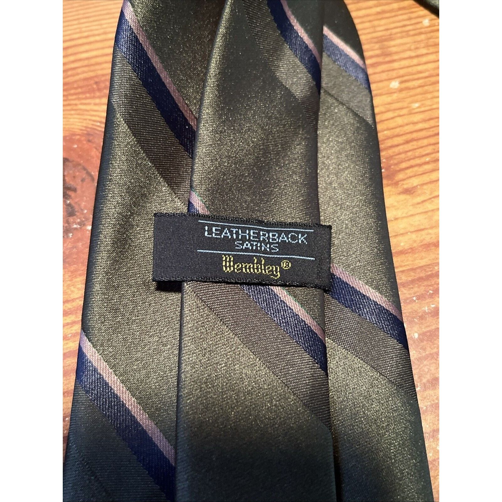 Other Leatherback Satins Wembley Tie Silk Green Striped Necktie Size ONE SIZE - 2 Thumbnail