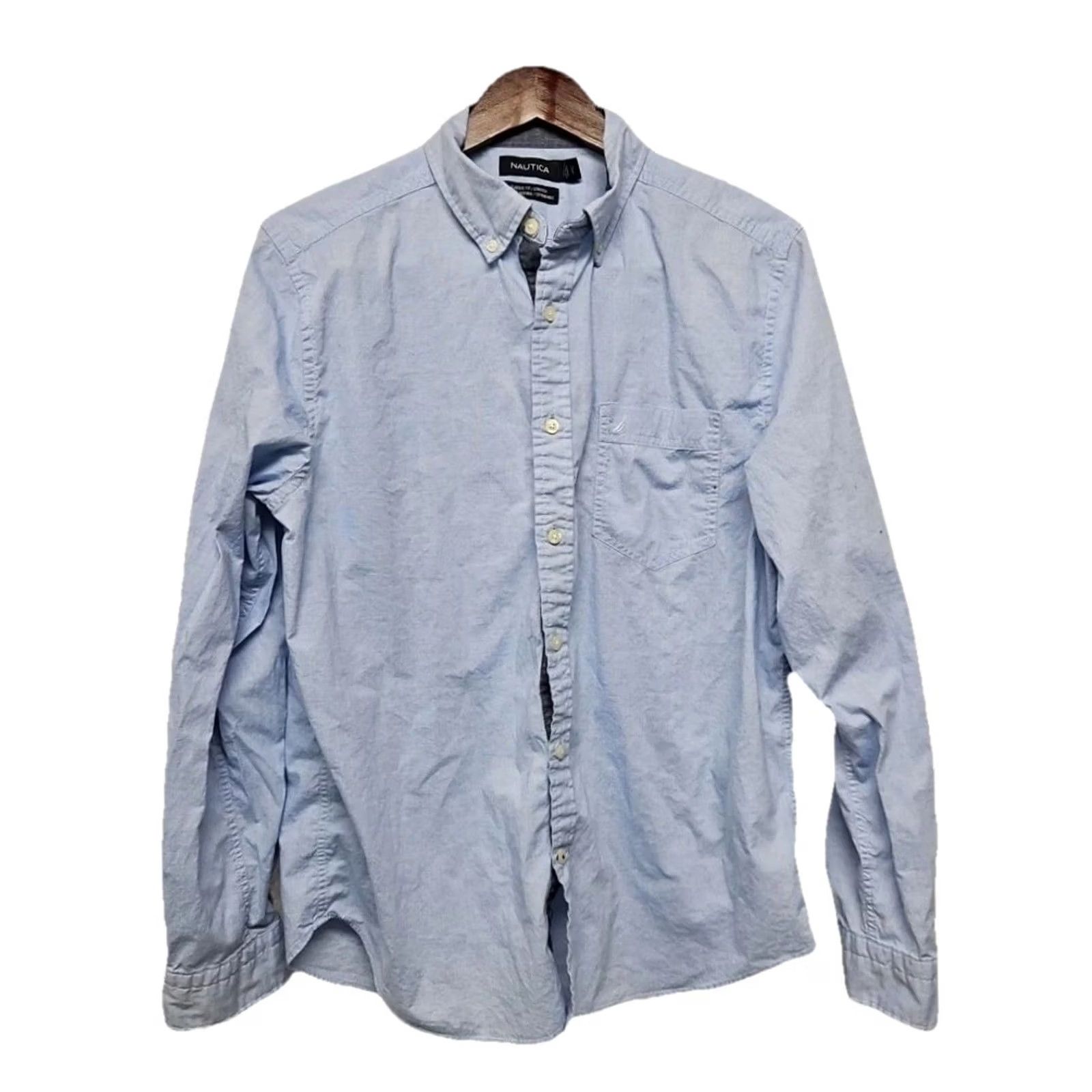 Nautica Nautica Button-Up Shirt Men Large Light Blue Long Sleeve Classic Fit Stretch Button-Down Shirt Size US L / EU 52-54 / 3 - 2 Thumbnail