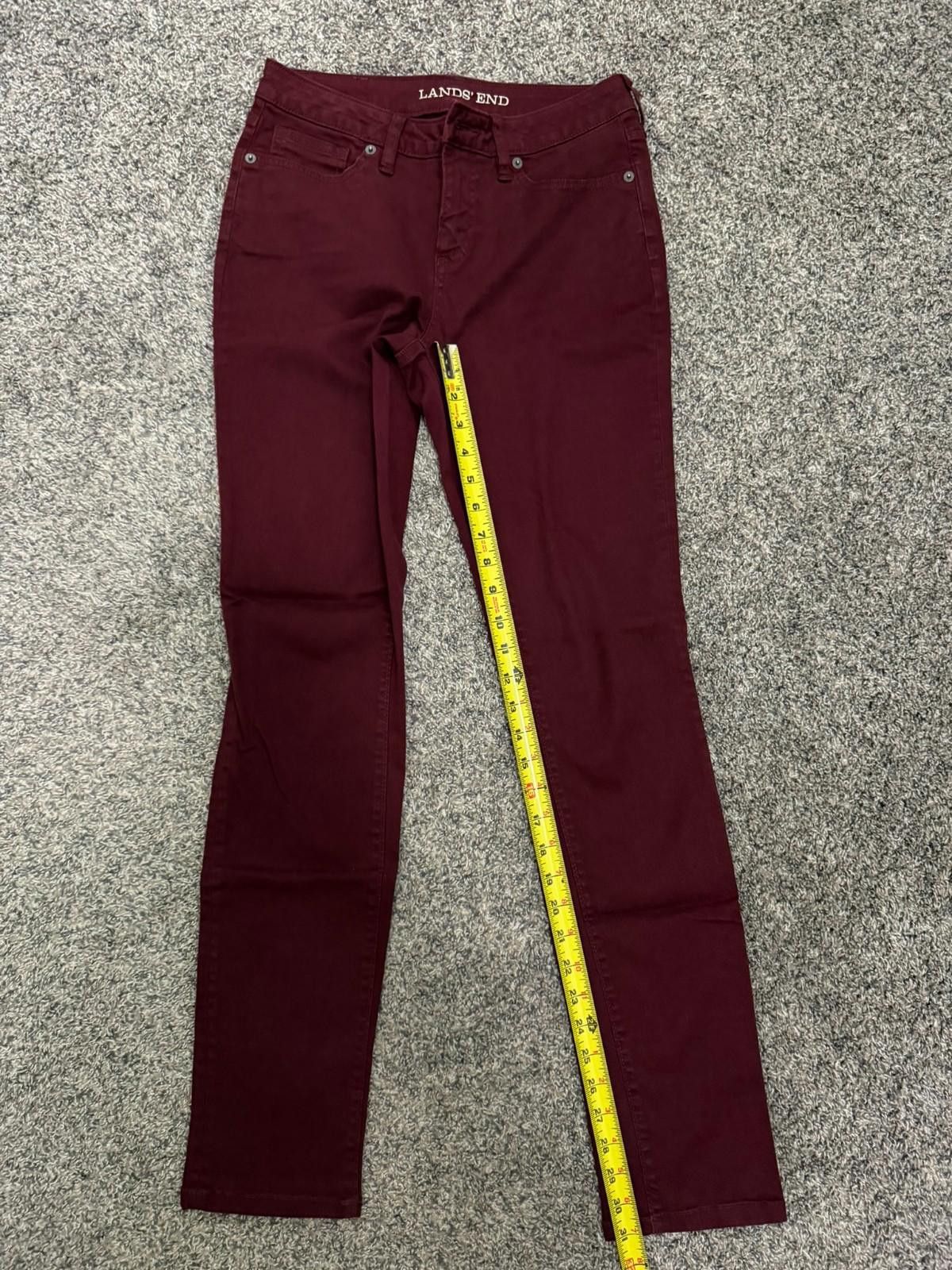 Lands' End LANDS END Mid Rise Slim Jean in Burgundy (US 4) Size 27" / US 4 / IT 40 - 4 Thumbnail