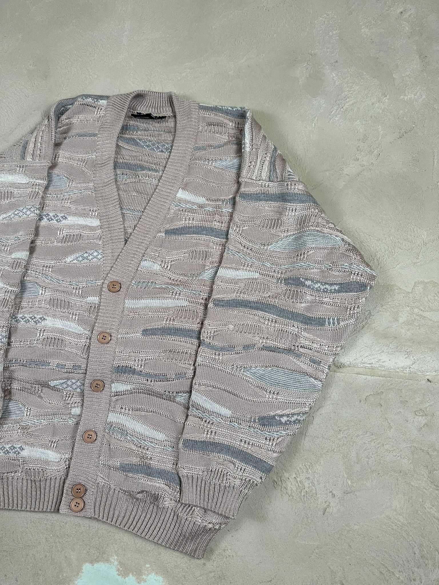 Vintage 80s Vintage 3D Cable Boxy Cardigan Sweater Size US L / EU 52-54 / 3 - 3 Thumbnail