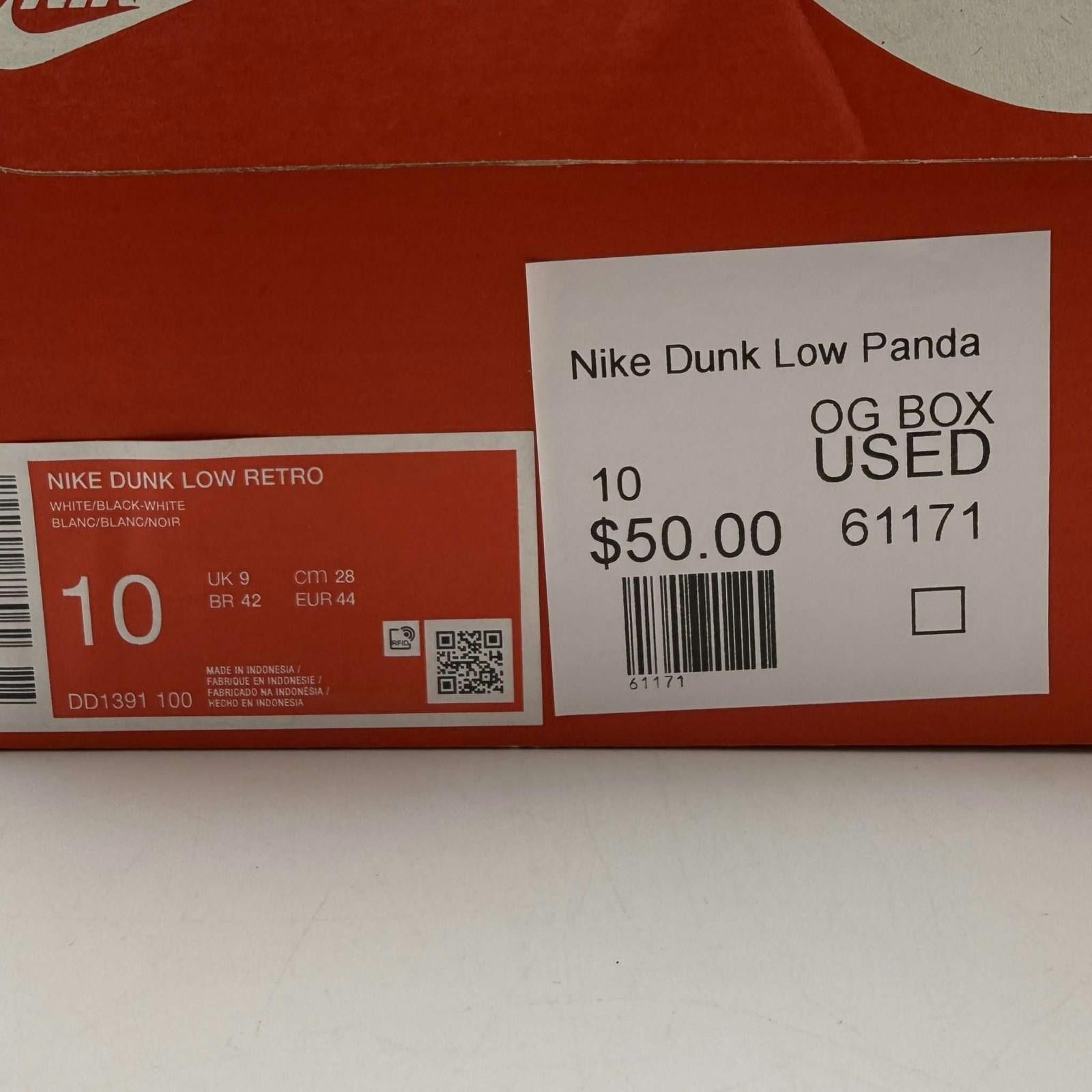 Nike Nike Dunk Low Panda OG Box Used 10 Size US 10 / EU 43 - 9 Thumbnail