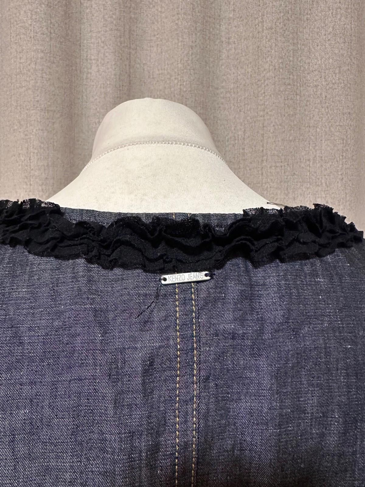 Kenzo vintage 90s KENZO denim top ruffles button up tank top Size M / US 6-8 / IT 42-44 - 4 Thumbnail