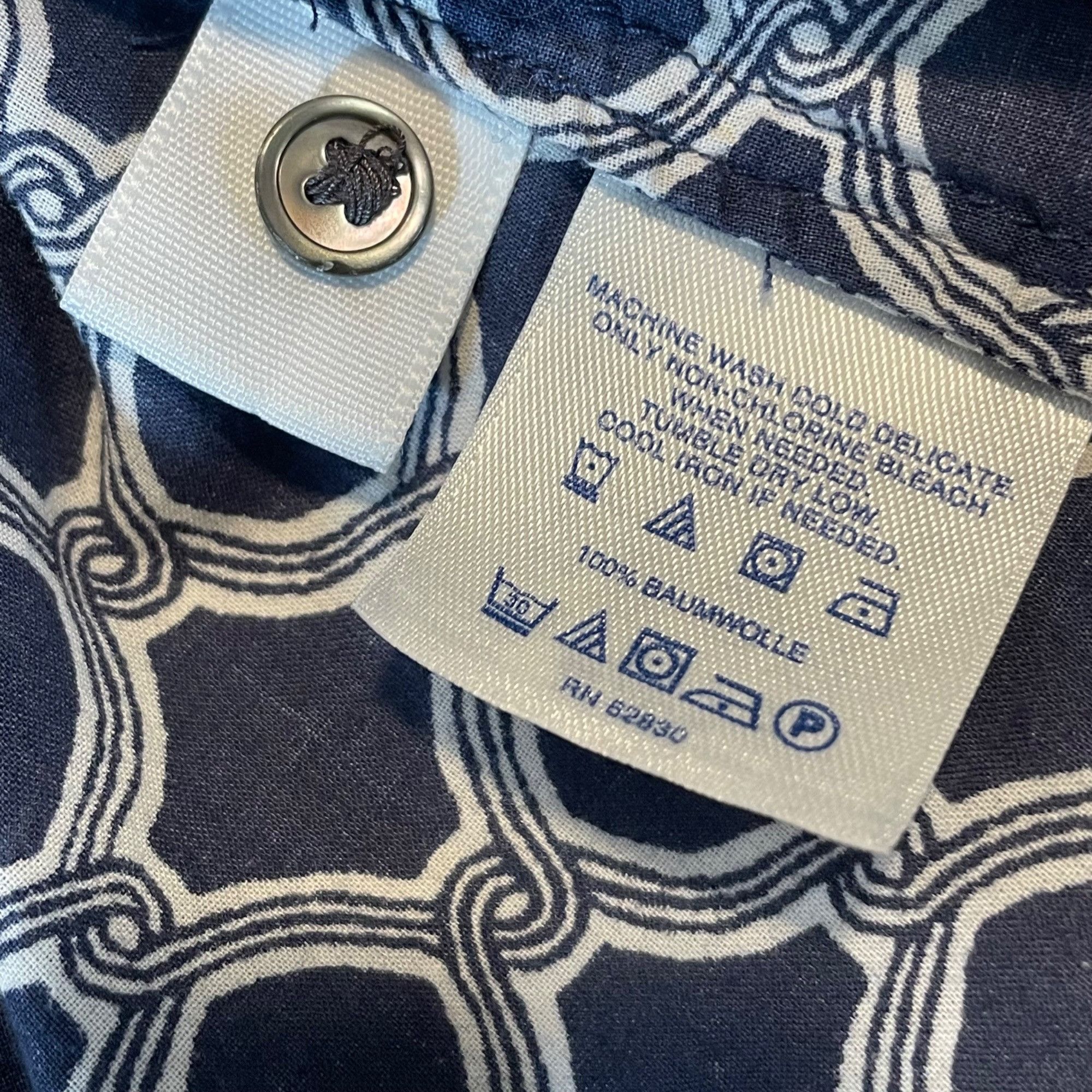 Lands' End Lands End Women's Navy/White Geometric Print Button-Front Lo Size L / US 10 / IT 46 - 3 Thumbnail