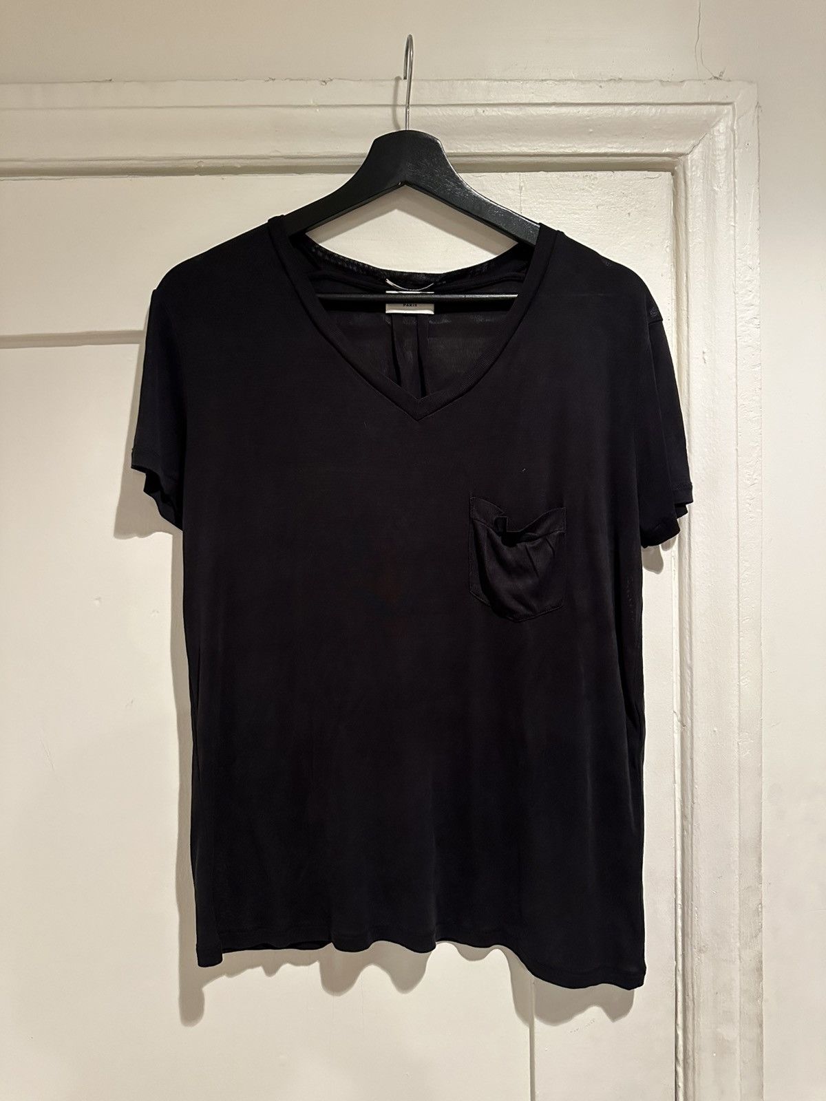 Saint Laurent cheapest Scoop Neck Silk Pocket T-Shirt