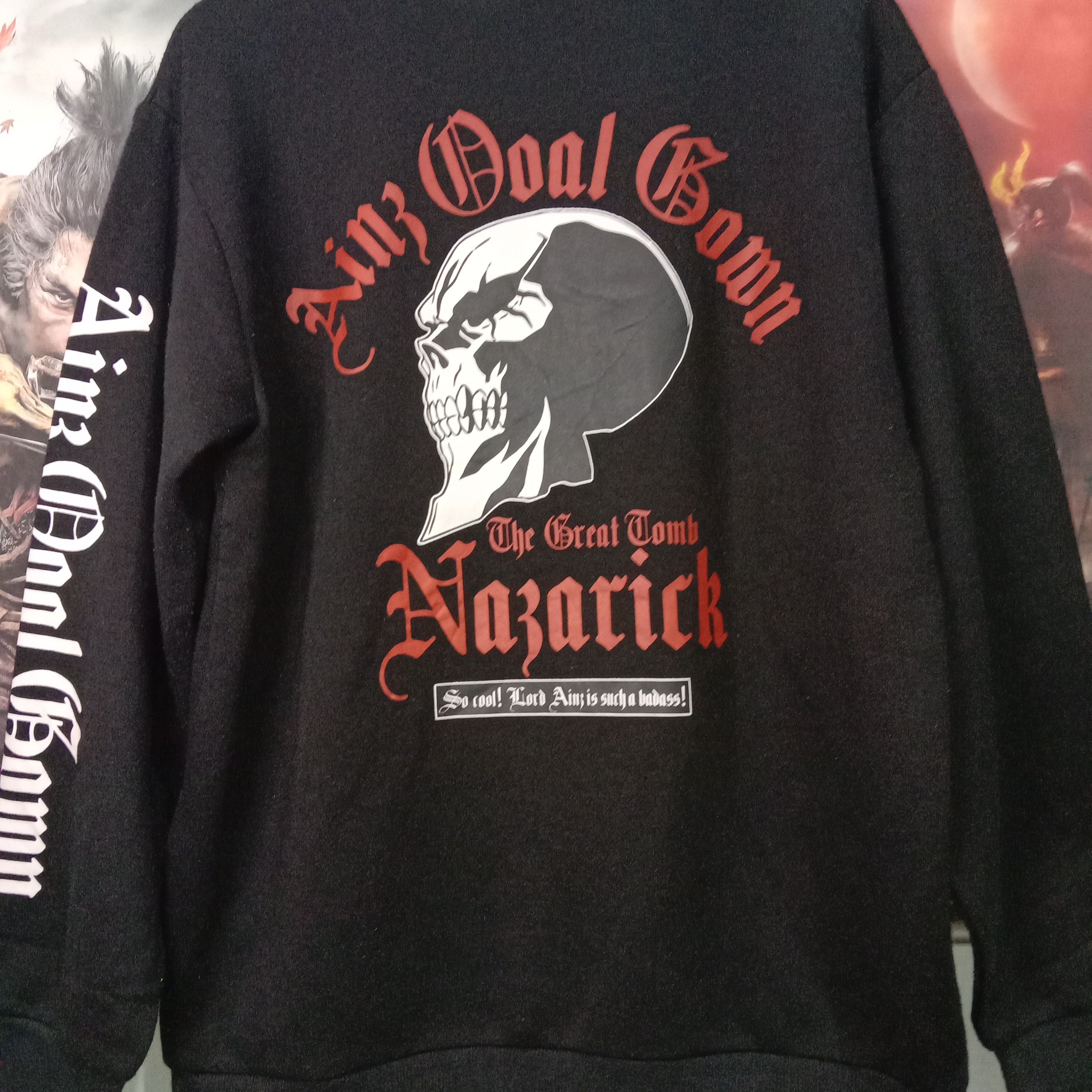 image of Crewneck Overlord Ainz Ooal Gown Anime Manga Rare Vintage in Black, Men's (Size Large)