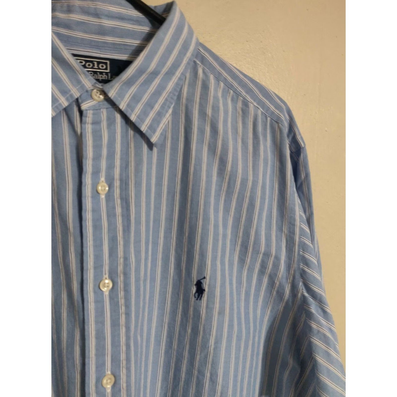 Polo Ralph Lauren Polo Ralph Lauren Dress Shirt Blue Stripes L/S Button Men's 17.5 34/35 Size 48R - 2 Thumbnail