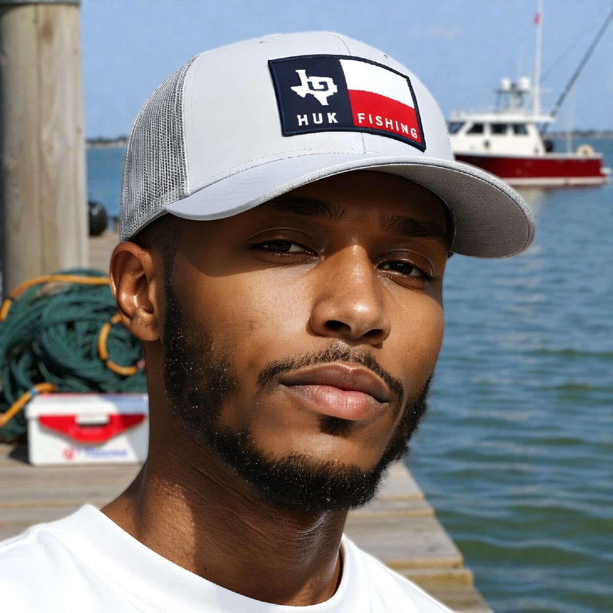 Other Huk Men’s Big State Grey Trucker Hat Sz OS Size ONE SIZE - 2 Thumbnail