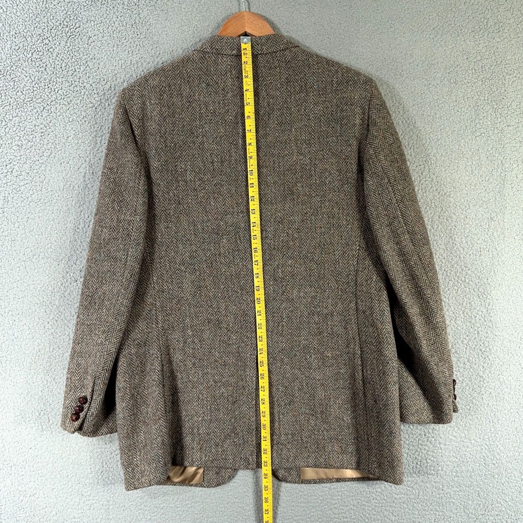 Harris Tweed VINTAGE Harris Tweed Blazer Sport Coat Wool 44 Long Herringbone USA Mens Long Coat 3-Button Notch Lapel Brown Size 44R - 7 Thumbnail