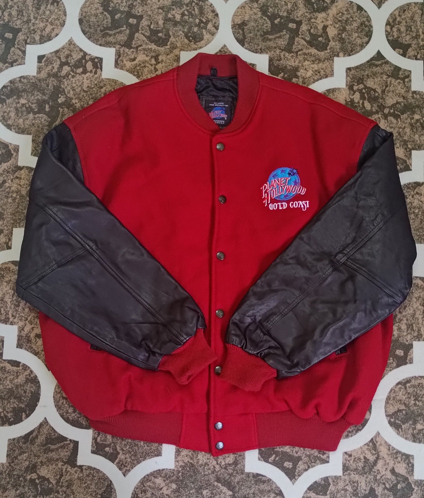 Planet Hollywood Planet Hollywood Gold Coast Leather Wool Bomber Jacket Size US XXL / EU 58 / 5 - 1 Thumbnail